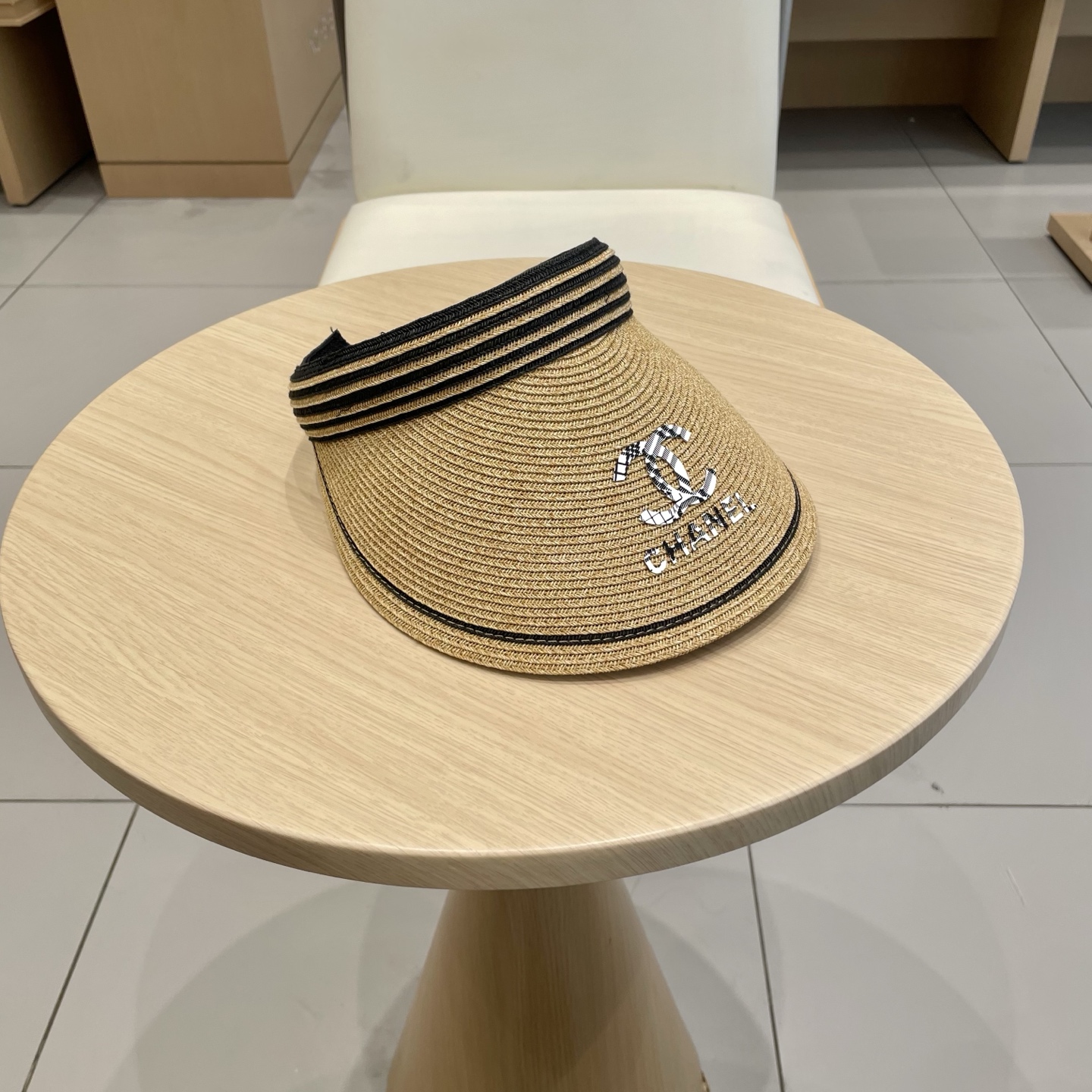  Chanel 韩国代购东大门新款夏季拉菲草编织空顶帽大檐出游遮阳防晒太阳帽