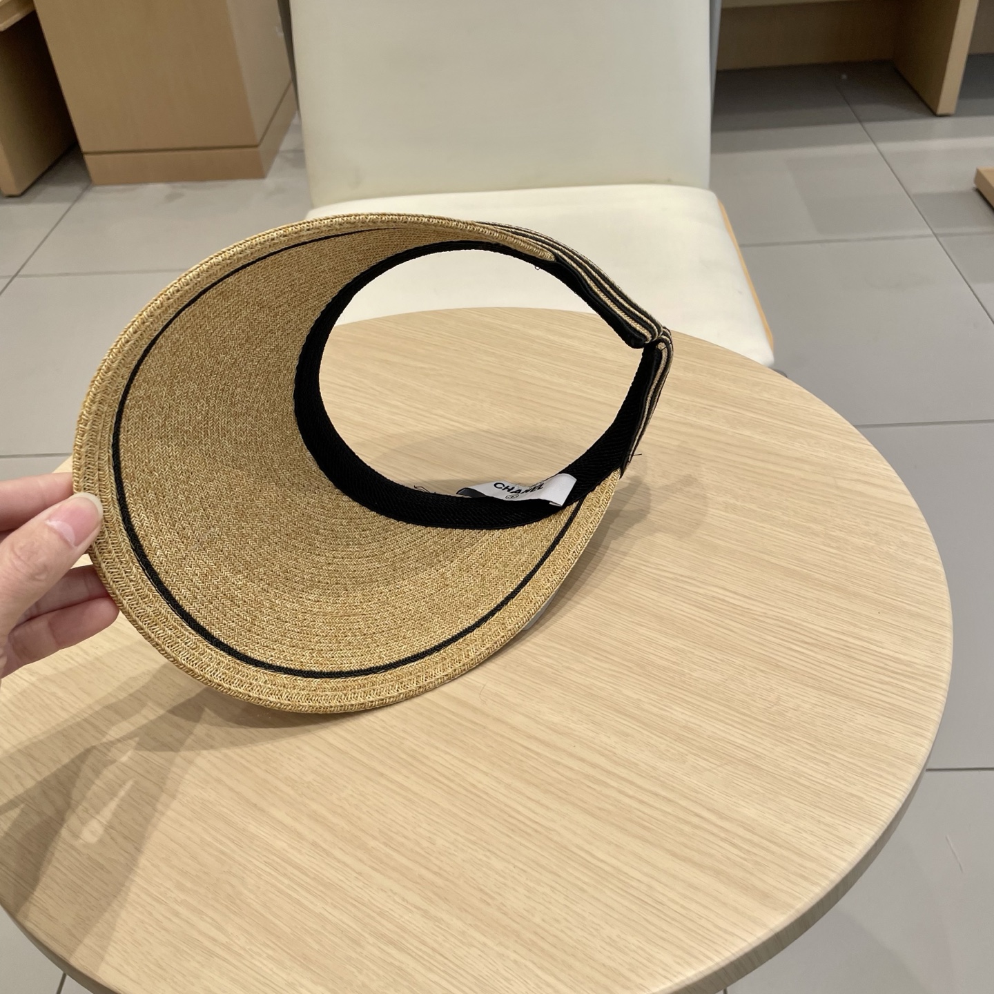  Chanel 韩国代购东大门新款夏季拉菲草编织空顶帽大檐出游遮阳防晒太阳帽