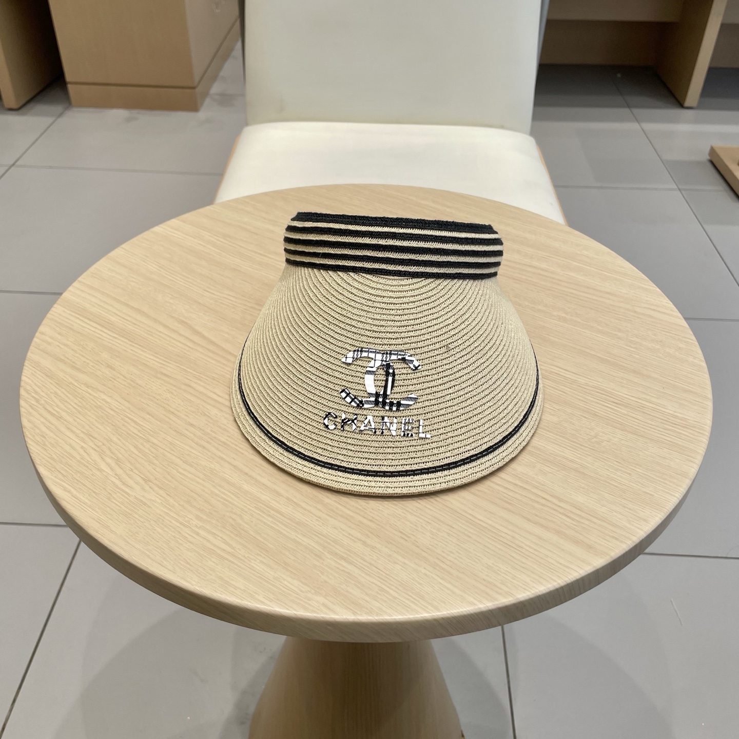  Chanel 韩国代购东大门新款夏季拉菲草编织空顶帽大檐出游遮阳防晒太阳帽