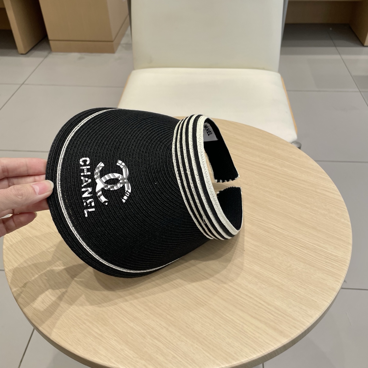  Chanel 韩国代购东大门新款夏季拉菲草编织空顶帽大檐出游遮阳防晒太阳帽