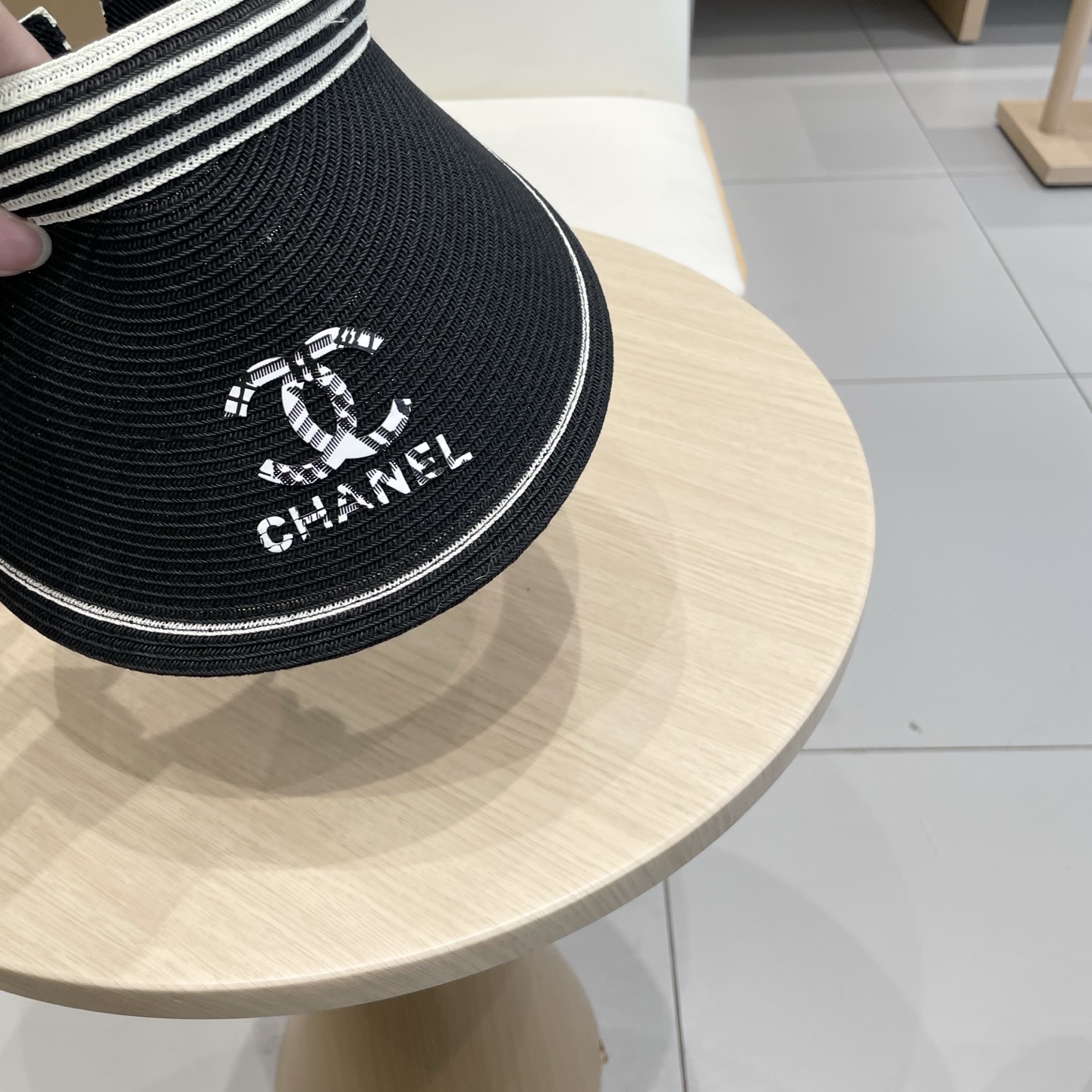  Chanel 韩国代购东大门新款夏季拉菲草编织空顶帽大檐出游遮阳防晒太阳帽