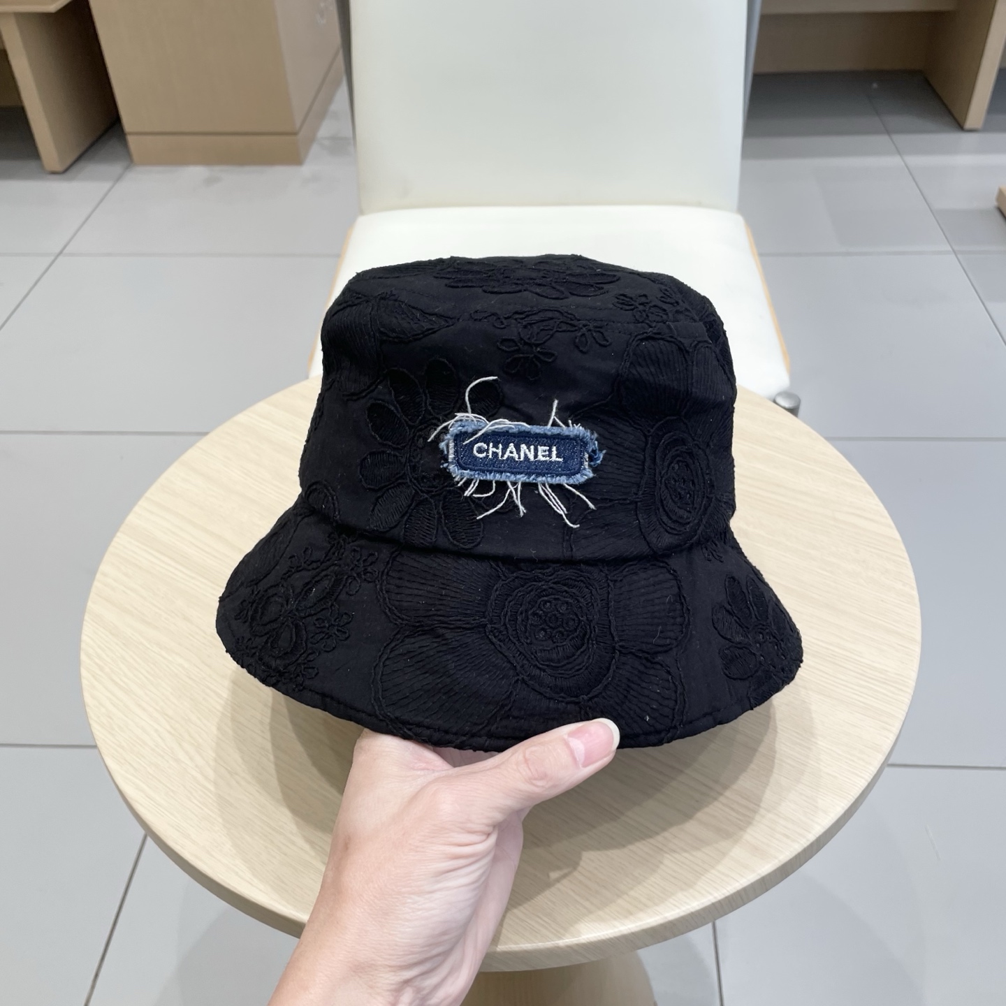  Chanel韩版刺绣提花渔夫帽2025新款遮阳帽子女夏季花朵刺绣小众防晒盆帽