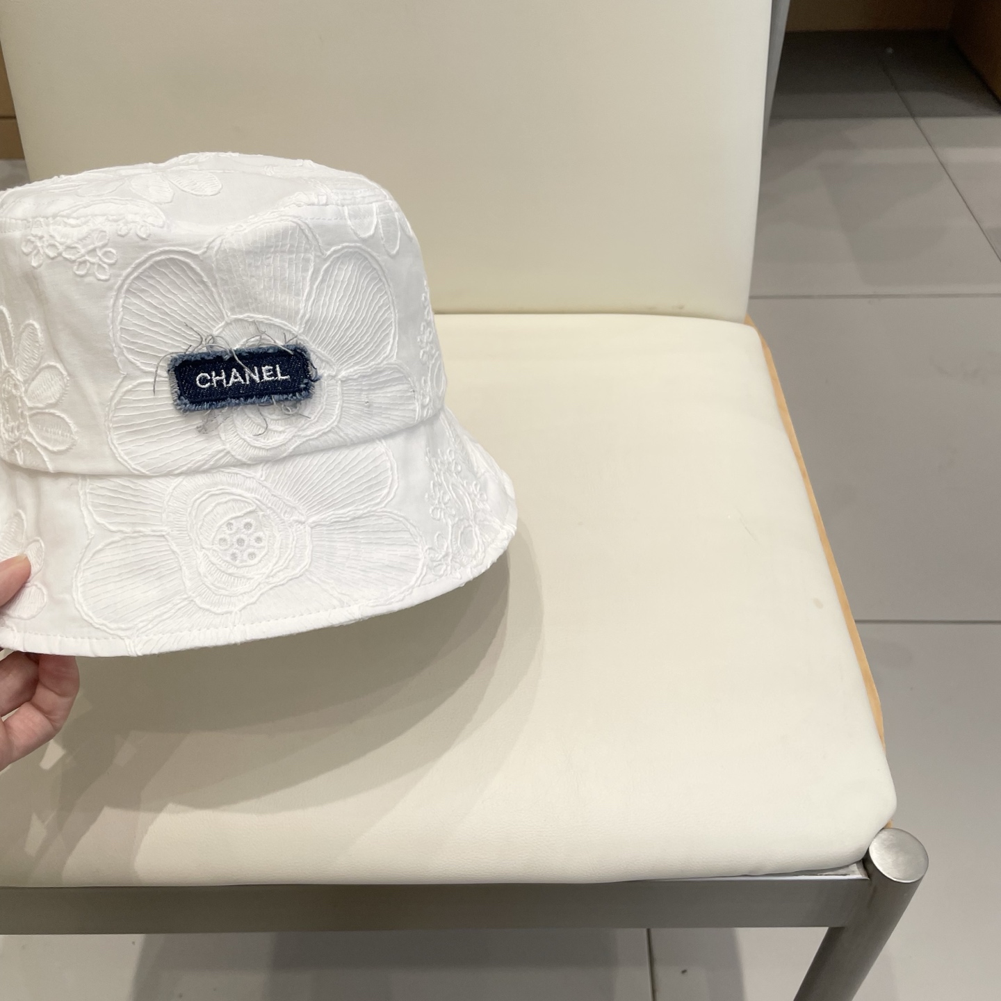  Chanel韩版刺绣提花渔夫帽2025新款遮阳帽子女夏季花朵刺绣小众防晒盆帽