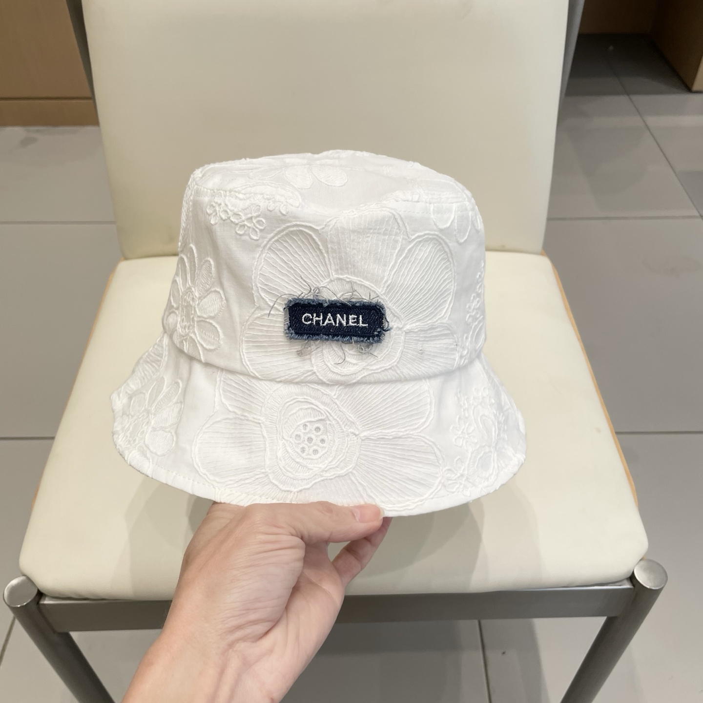  Chanel韩版刺绣提花渔夫帽2025新款遮阳帽子女夏季花朵刺绣小众防晒盆帽