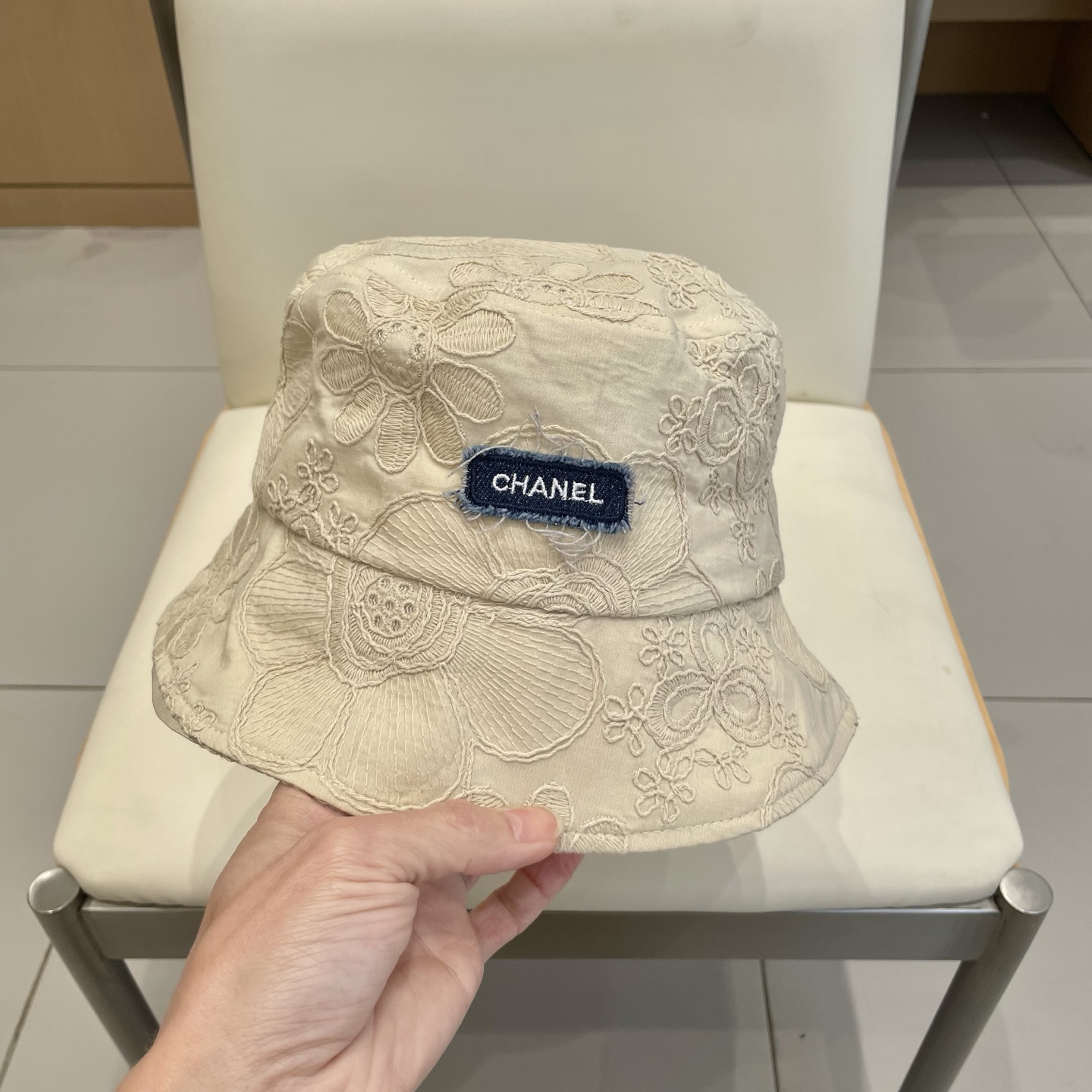  Chanel韩版刺绣提花渔夫帽2025新款遮阳帽子女夏季花朵刺绣小众防晒盆帽