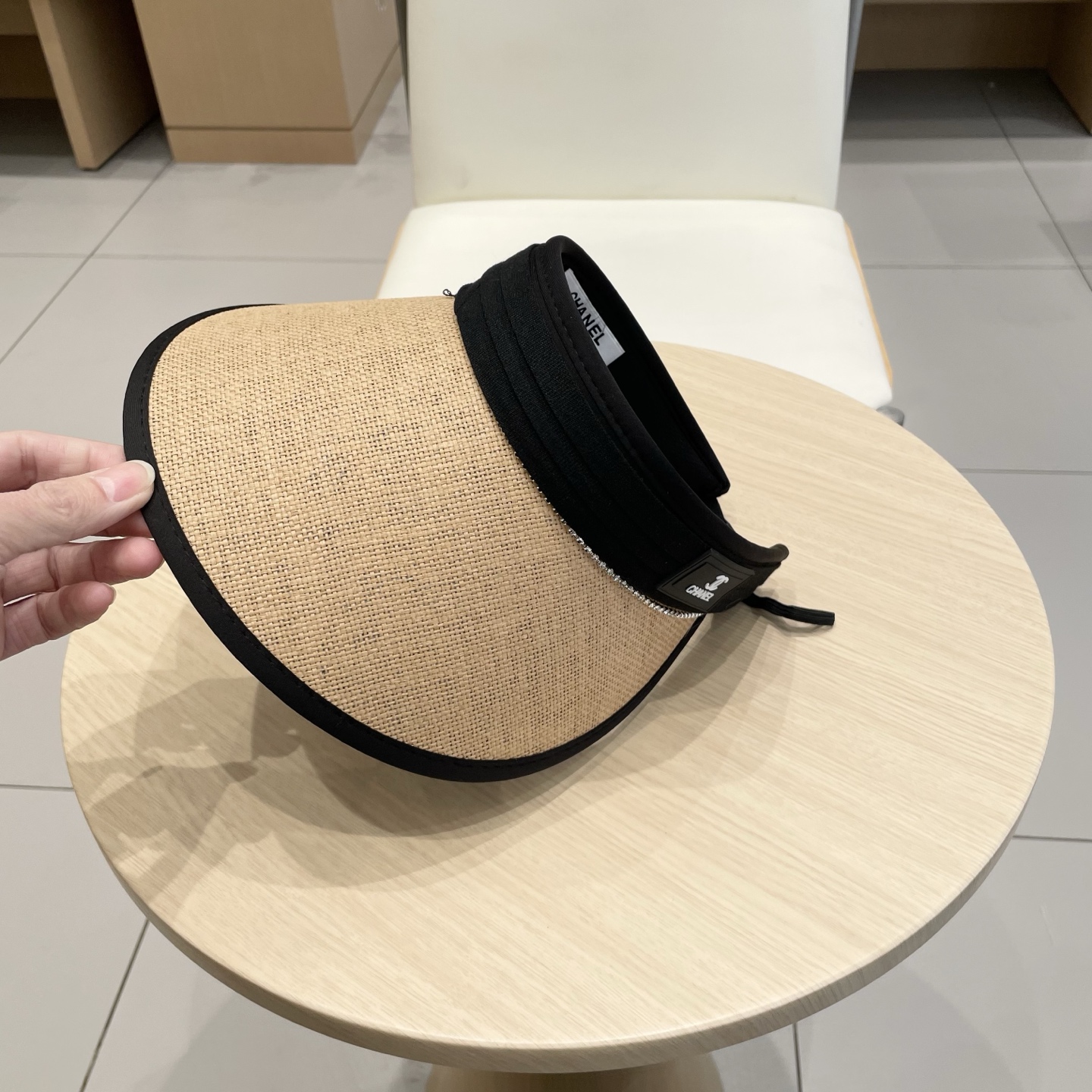  Chanel 2025新款草编空顶帽子女时尚遮阳防晒帽出游无顶网红鸭舌帽潮
