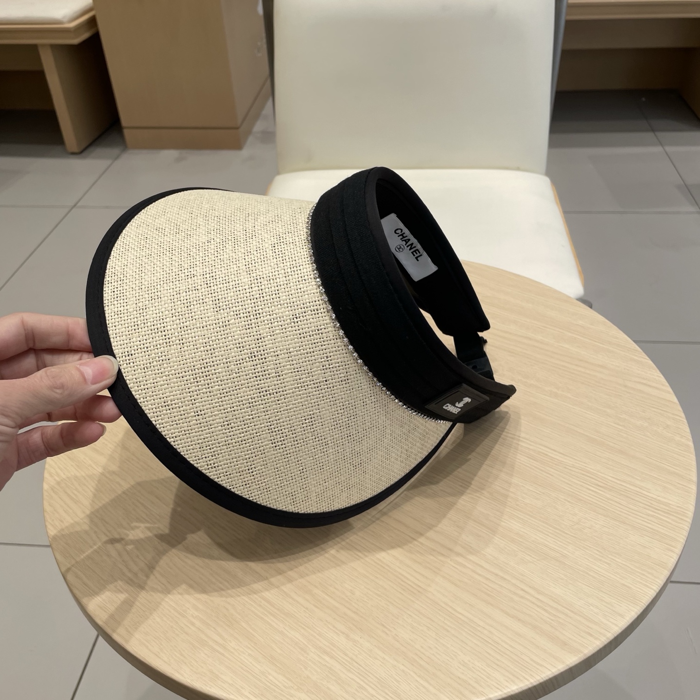  Chanel 2025新款草编空顶帽子女时尚遮阳防晒帽出游无顶网红鸭舌帽潮