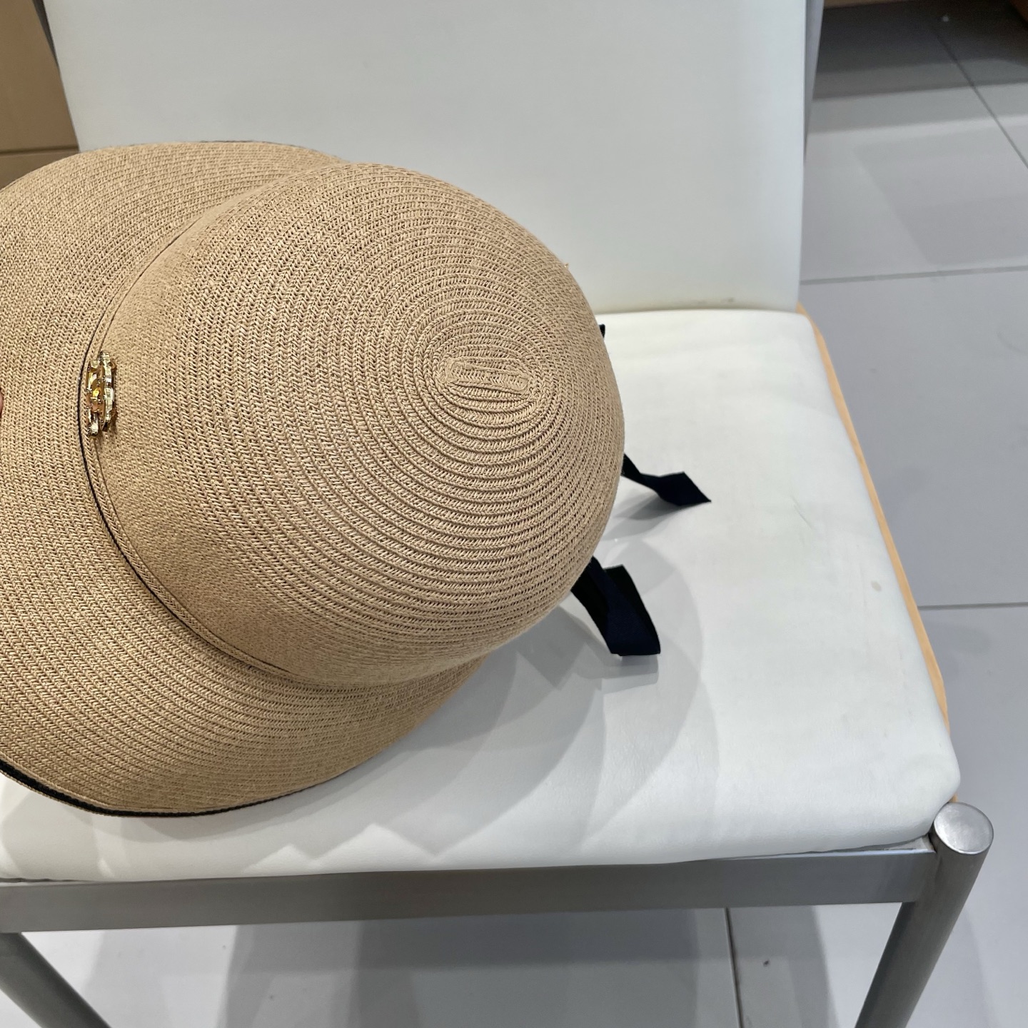 Chanel夏季新款蝴蝶结防晒盆帽水桶帽春夏遮阳帽户外沙滩太阳草帽渔夫帽