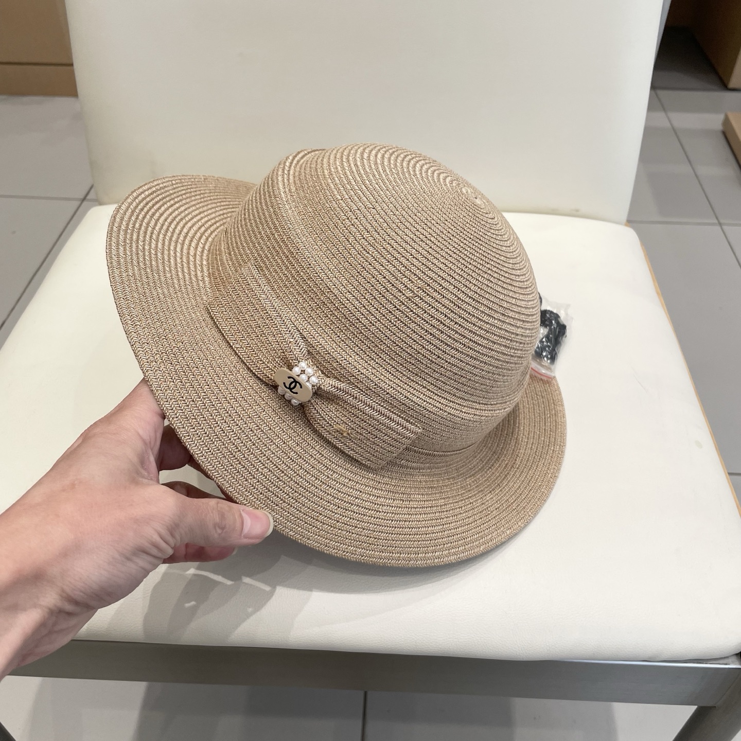  Chanel香奈儿2025法式平沿渔夫帽子女款夏季防晒不规则草帽气质出游盆帽遮阳帽