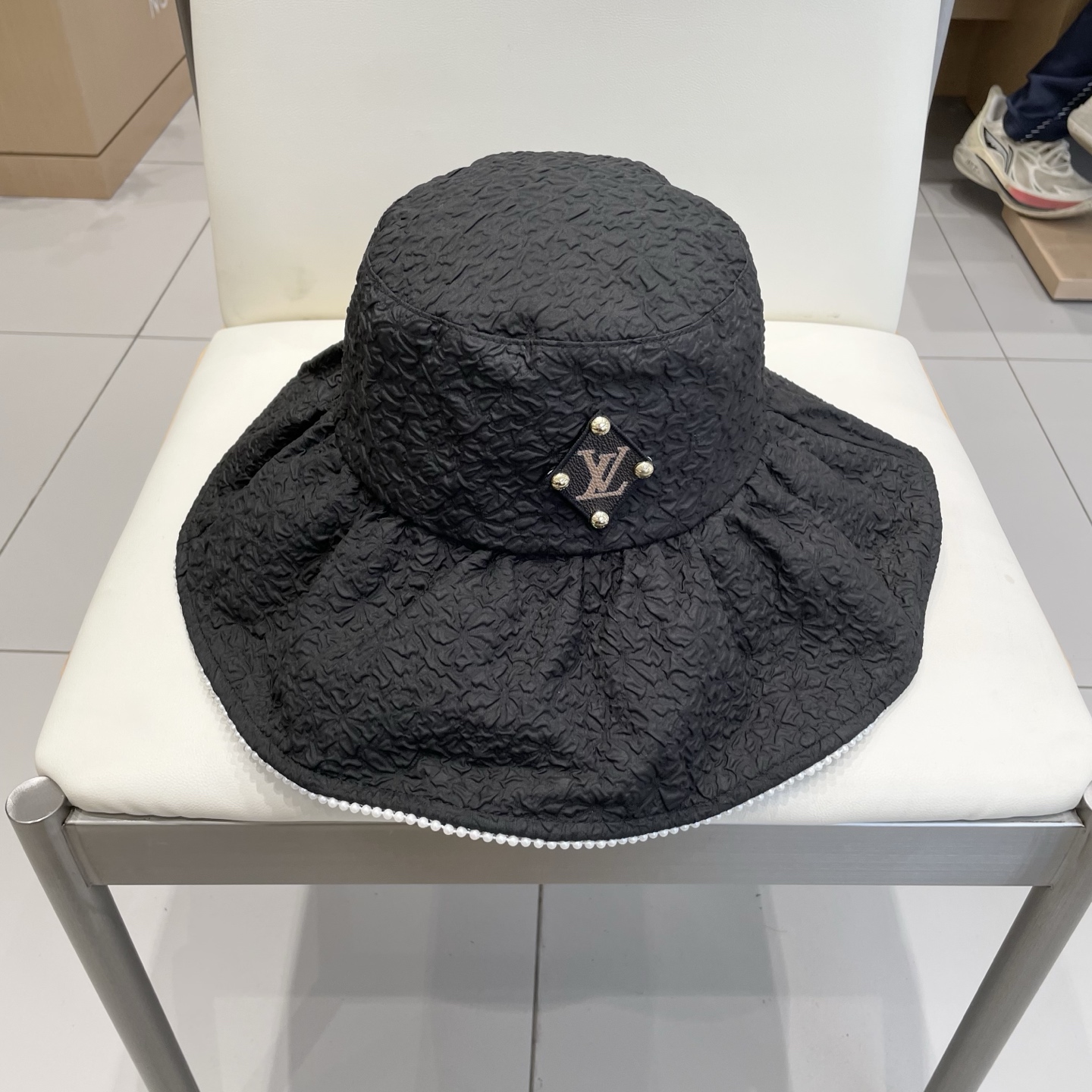  🧢路易威登棒球帽 LouisVuitton😍新款LV夏季加大帽檐珍珠防晒帽子女太阳帽百搭日系沙滩防紫外