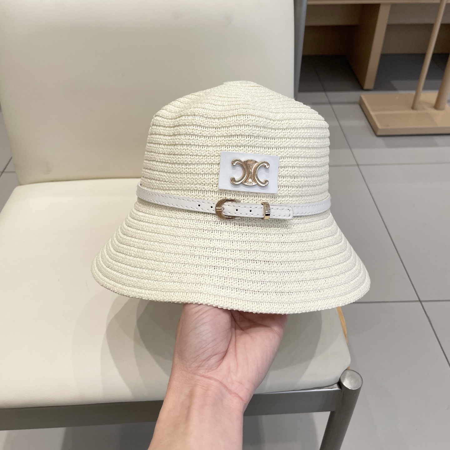  塞琳celien新款草帽，平顶礼帽，头围57cm