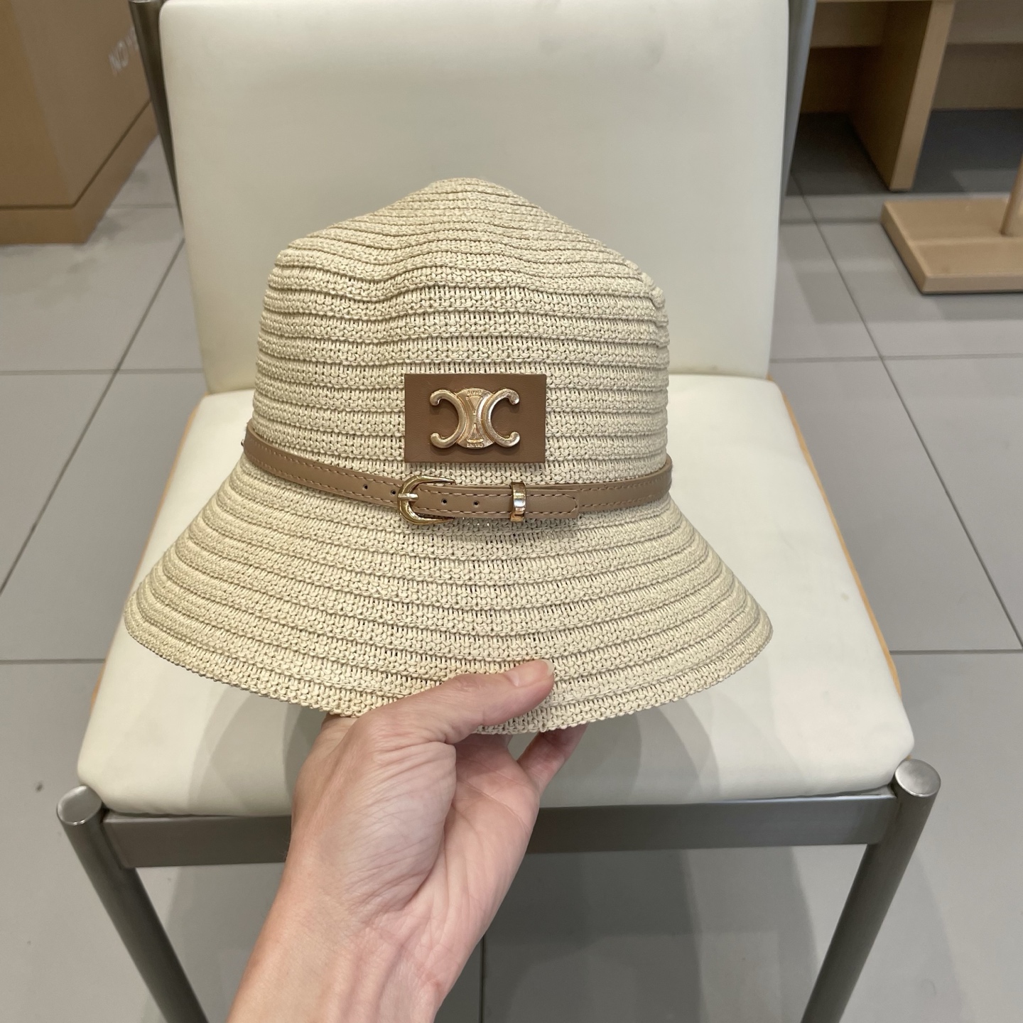 塞琳celien新款草帽，平顶礼帽，头围57cm