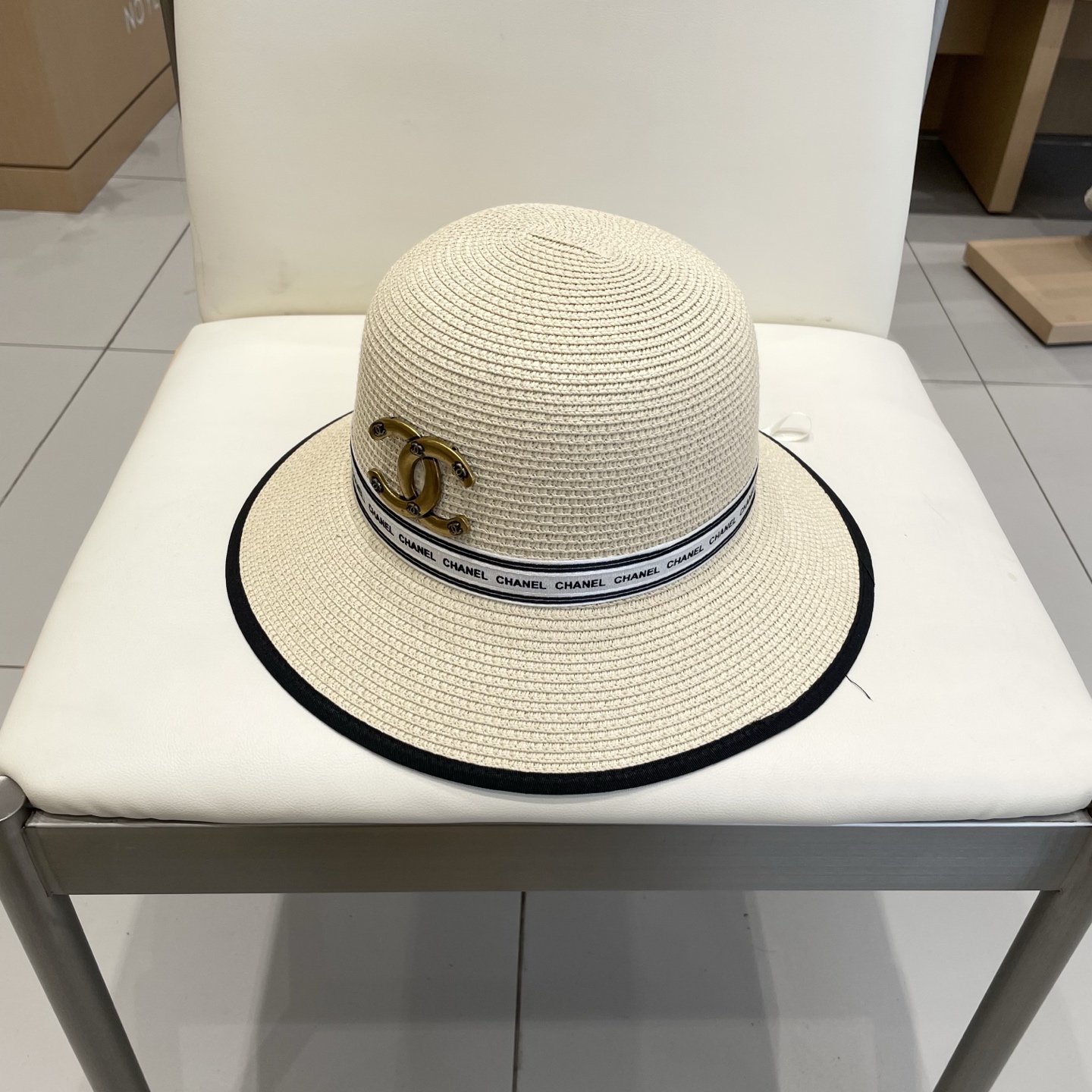  Chanel香奈儿草帽，盆帽，名媛风PP草帽，头围57cm