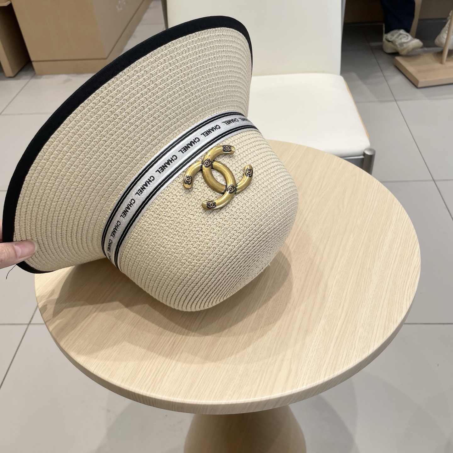  Chanel香奈儿草帽，盆帽，名媛风PP草帽，头围57cm