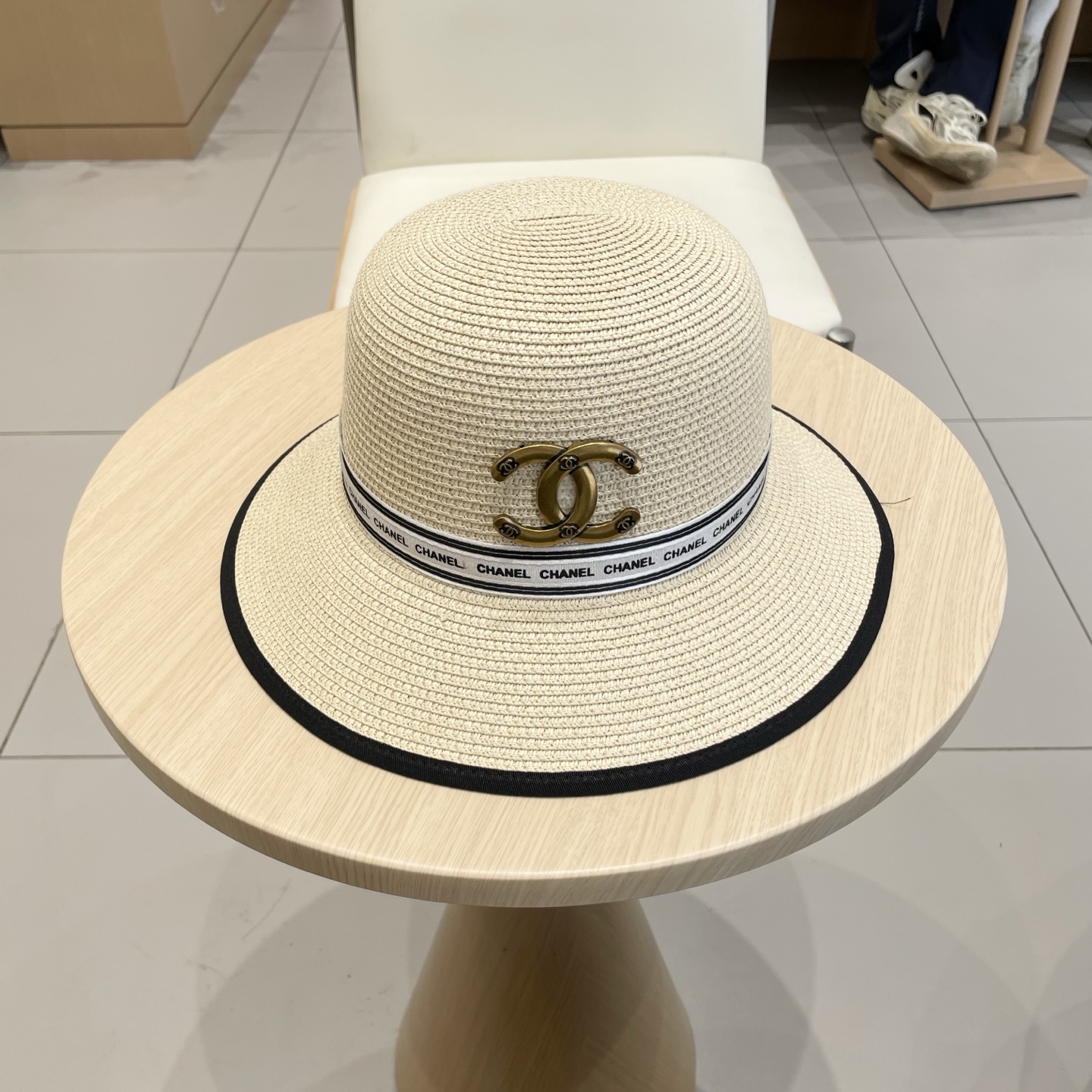  Chanel香奈儿草帽，盆帽，名媛风PP草帽，头围57cm