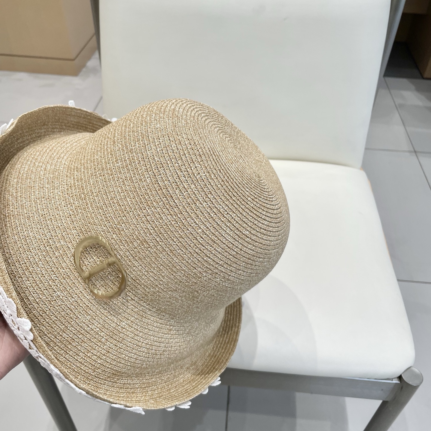  迪奥DIOR遮阳草帽2025新款拉菲草太阳帽帽檐可折叠草帽太阳帽