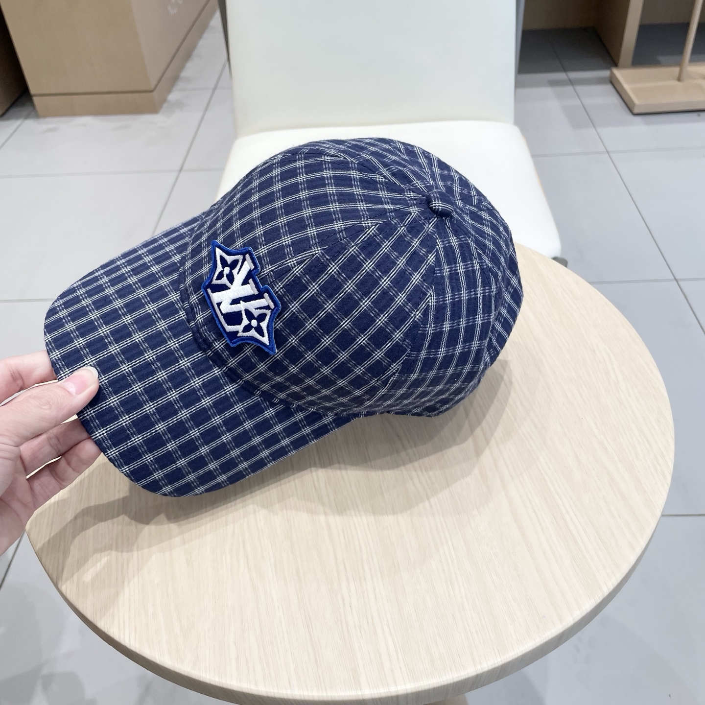  lv路易威登小格子字母刺绣棒球帽韩柏百搭藏青色休闲鸭舌帽2025春夏新款男女