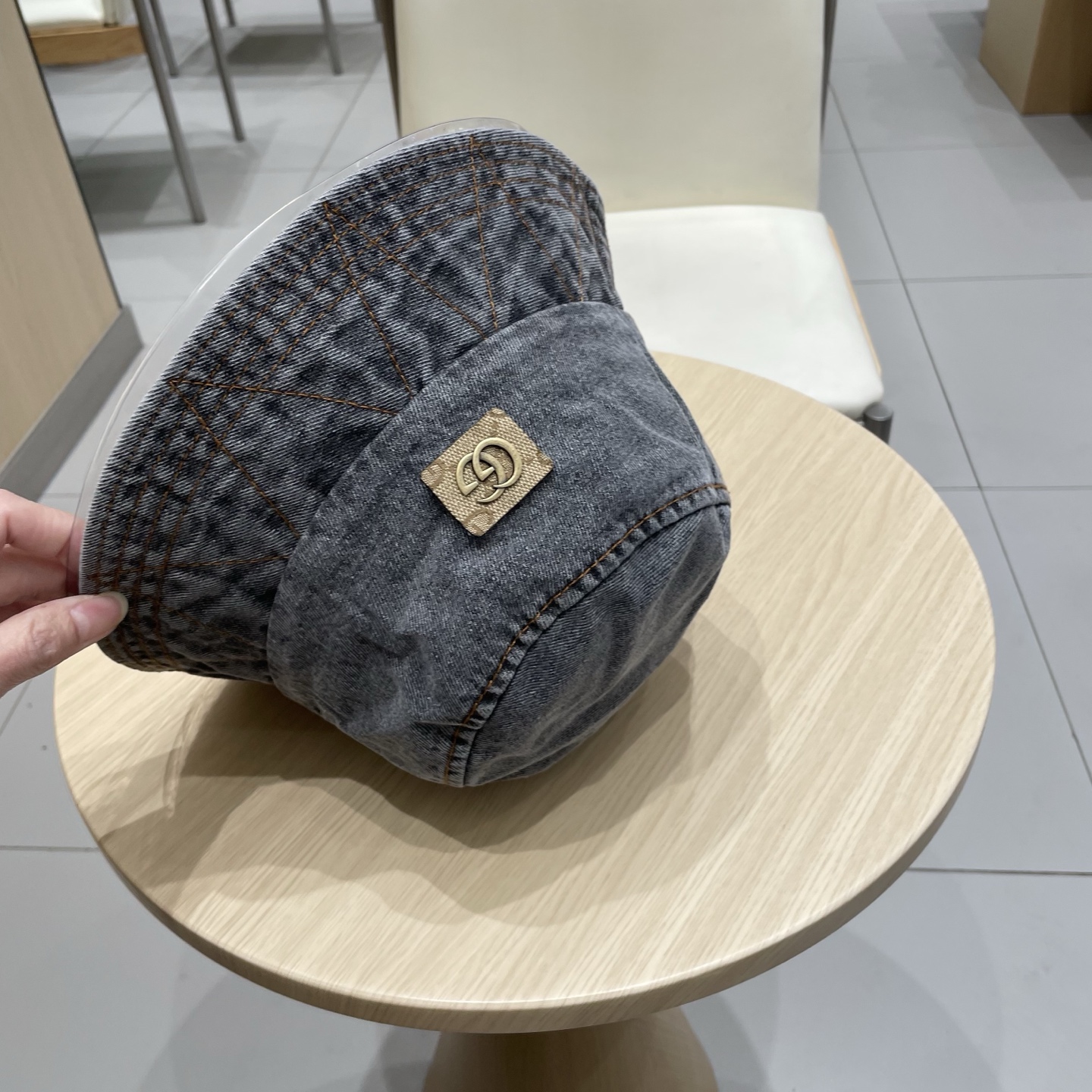  Gucci牛仔渔夫帽女春秋复古文艺水桶帽子显脸小百搭遮阳防晒素颜盆帽潮