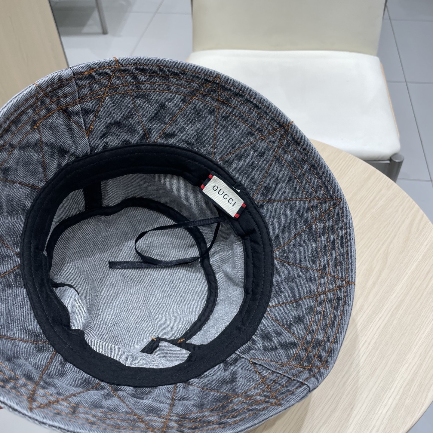  Gucci牛仔渔夫帽女春秋复古文艺水桶帽子显脸小百搭遮阳防晒素颜盆帽潮