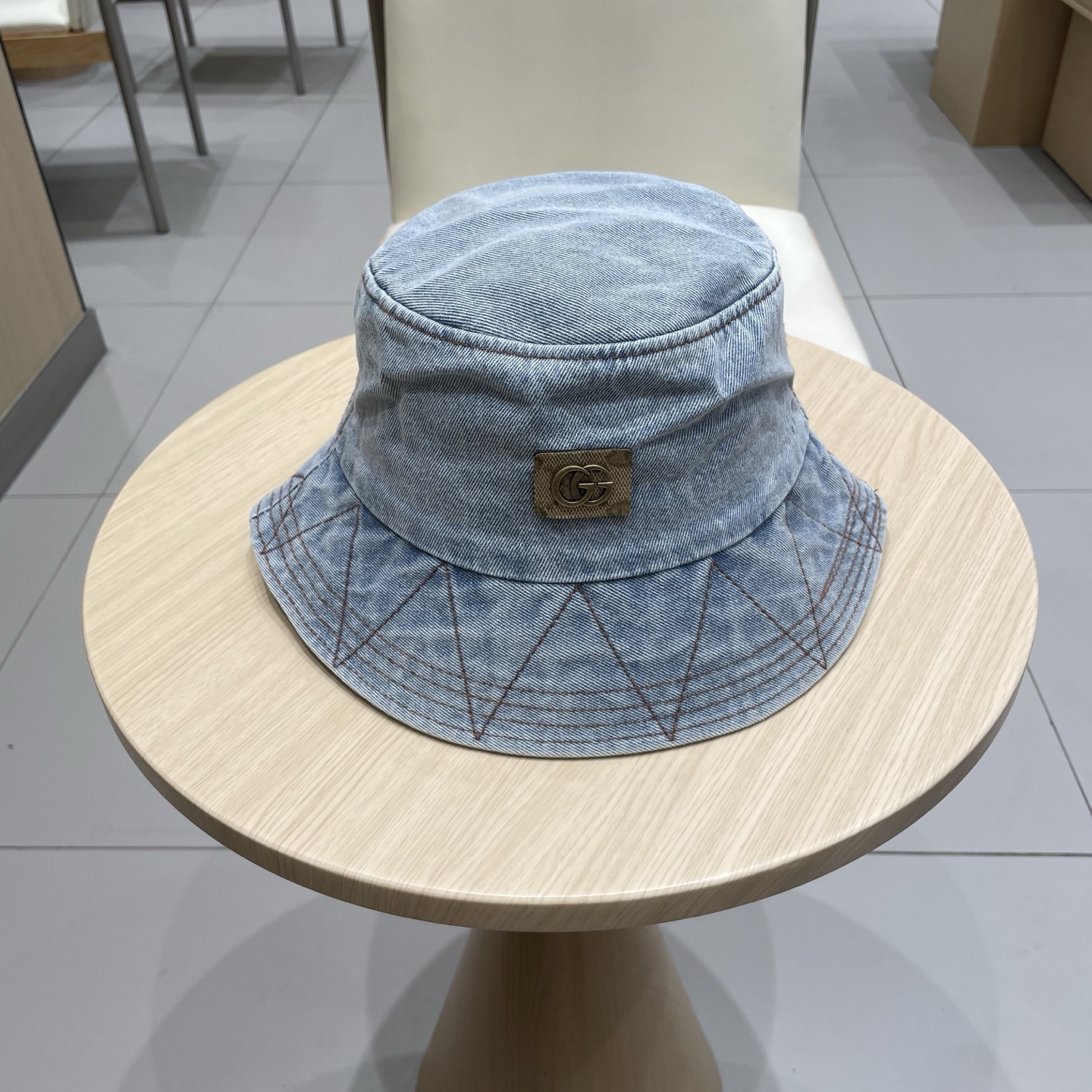  Gucci牛仔渔夫帽女春秋复古文艺水桶帽子显脸小百搭遮阳防晒素颜盆帽潮