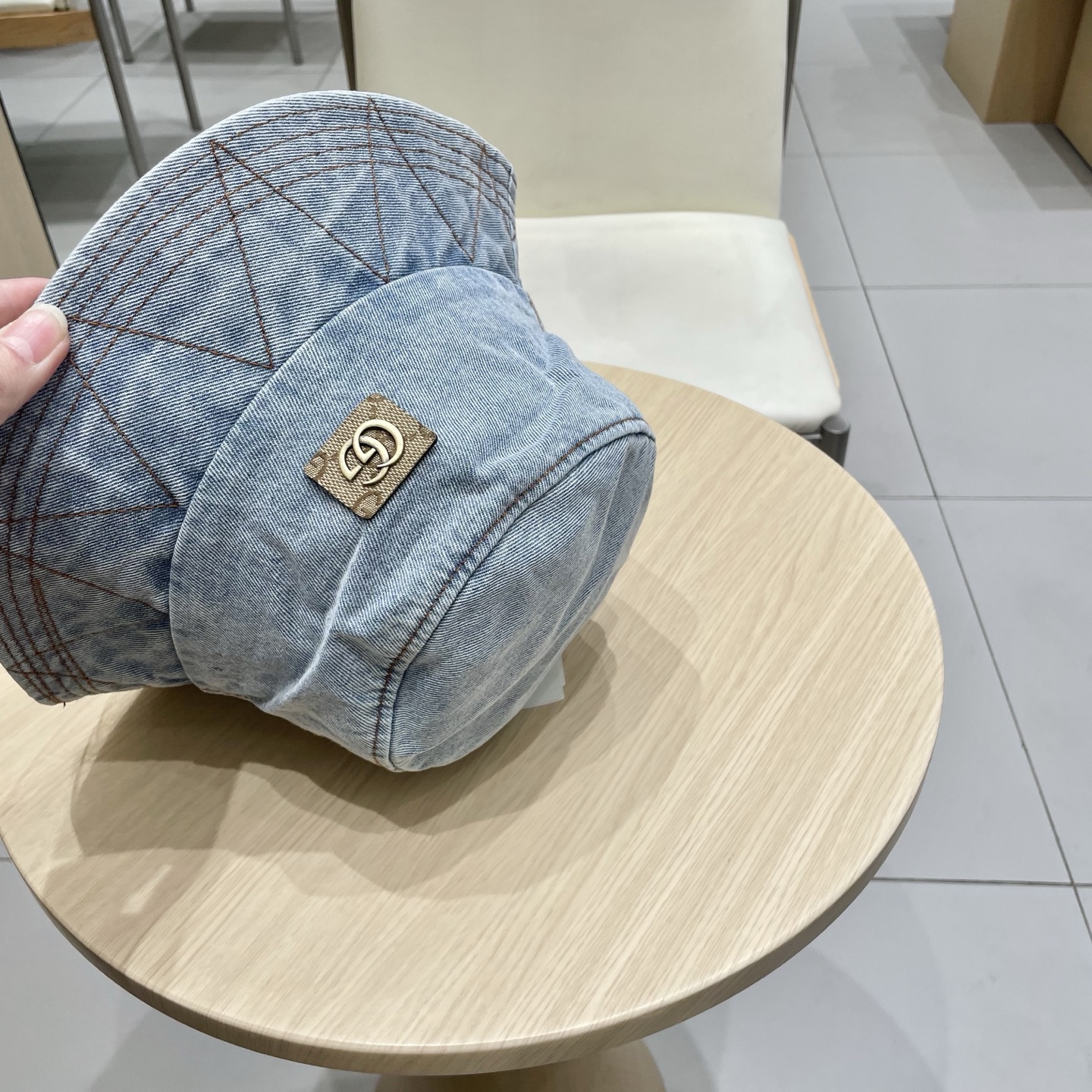  Gucci牛仔渔夫帽女春秋复古文艺水桶帽子显脸小百搭遮阳防晒素颜盆帽潮