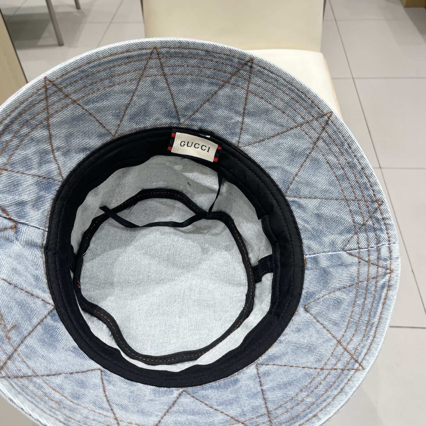  Gucci牛仔渔夫帽女春秋复古文艺水桶帽子显脸小百搭遮阳防晒素颜盆帽潮