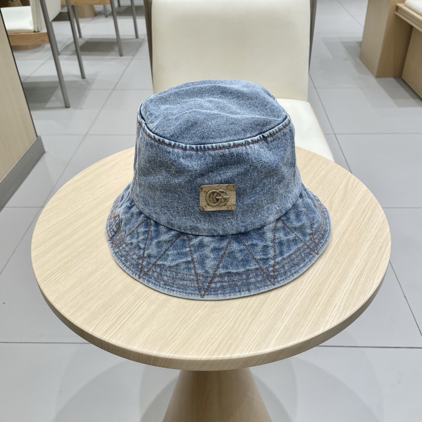  Gucci牛仔渔夫帽女春秋复古文艺水桶帽子显脸小百搭遮阳防晒素颜盆帽潮