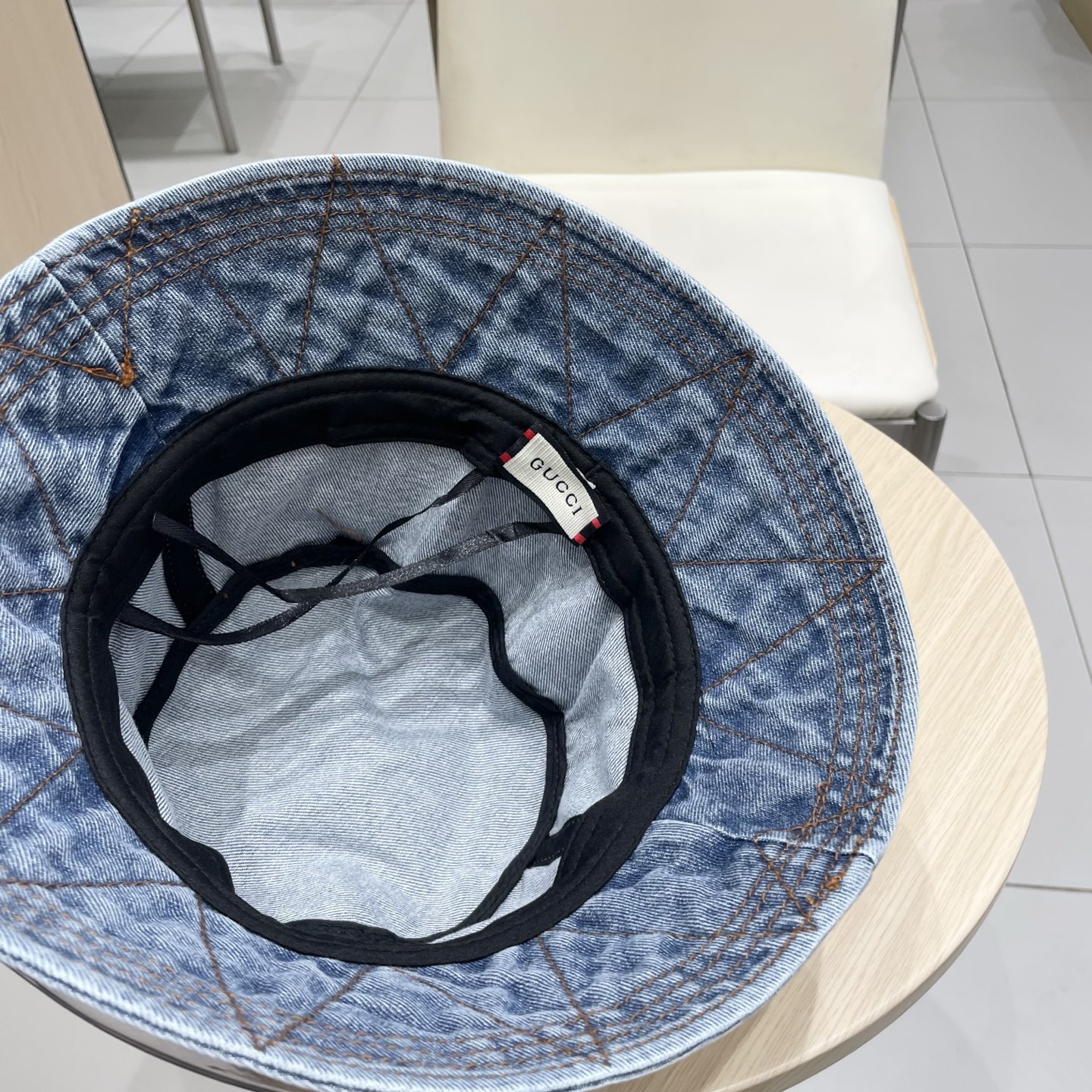  Gucci牛仔渔夫帽女春秋复古文艺水桶帽子显脸小百搭遮阳防晒素颜盆帽潮