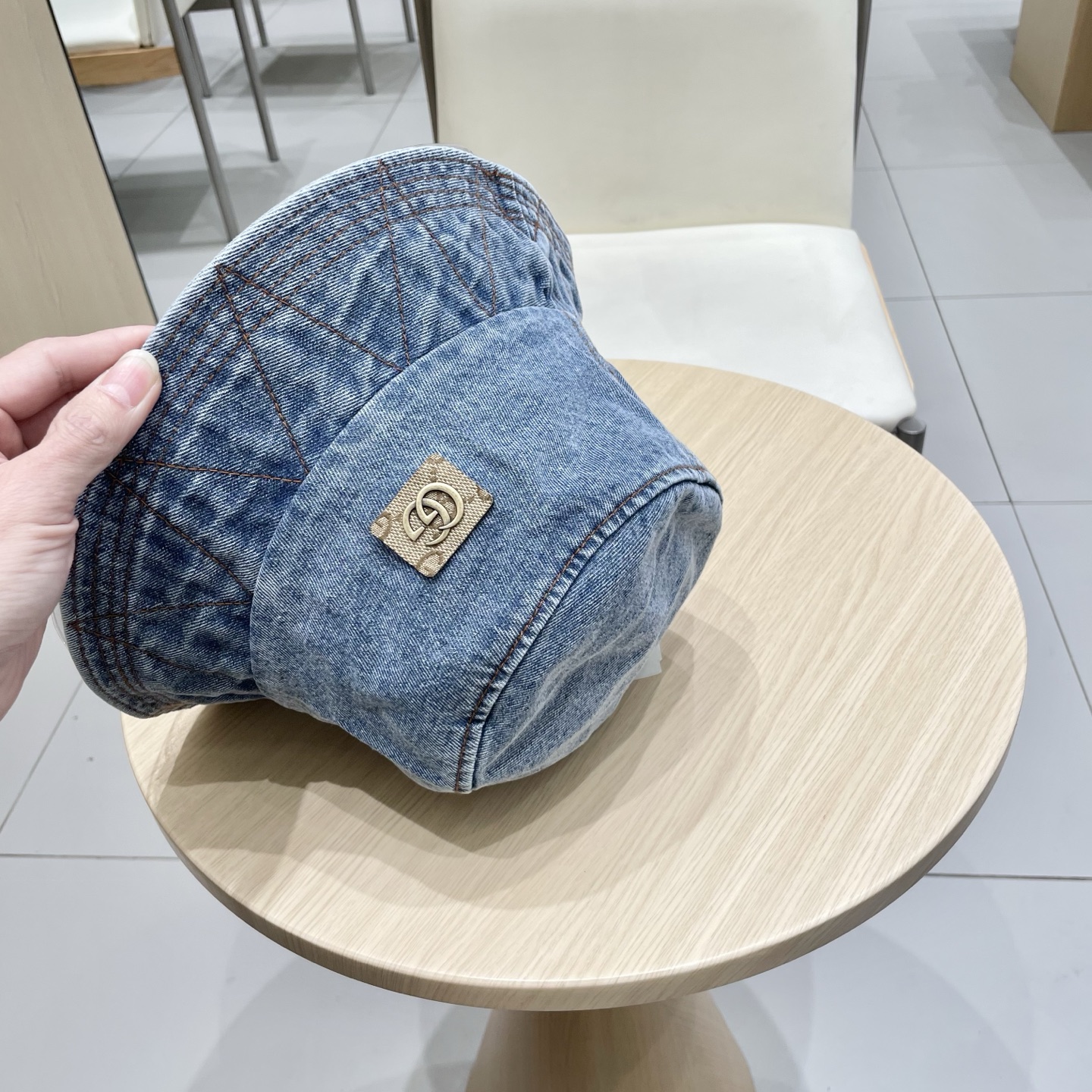  Gucci牛仔渔夫帽女春秋复古文艺水桶帽子显脸小百搭遮阳防晒素颜盆帽潮