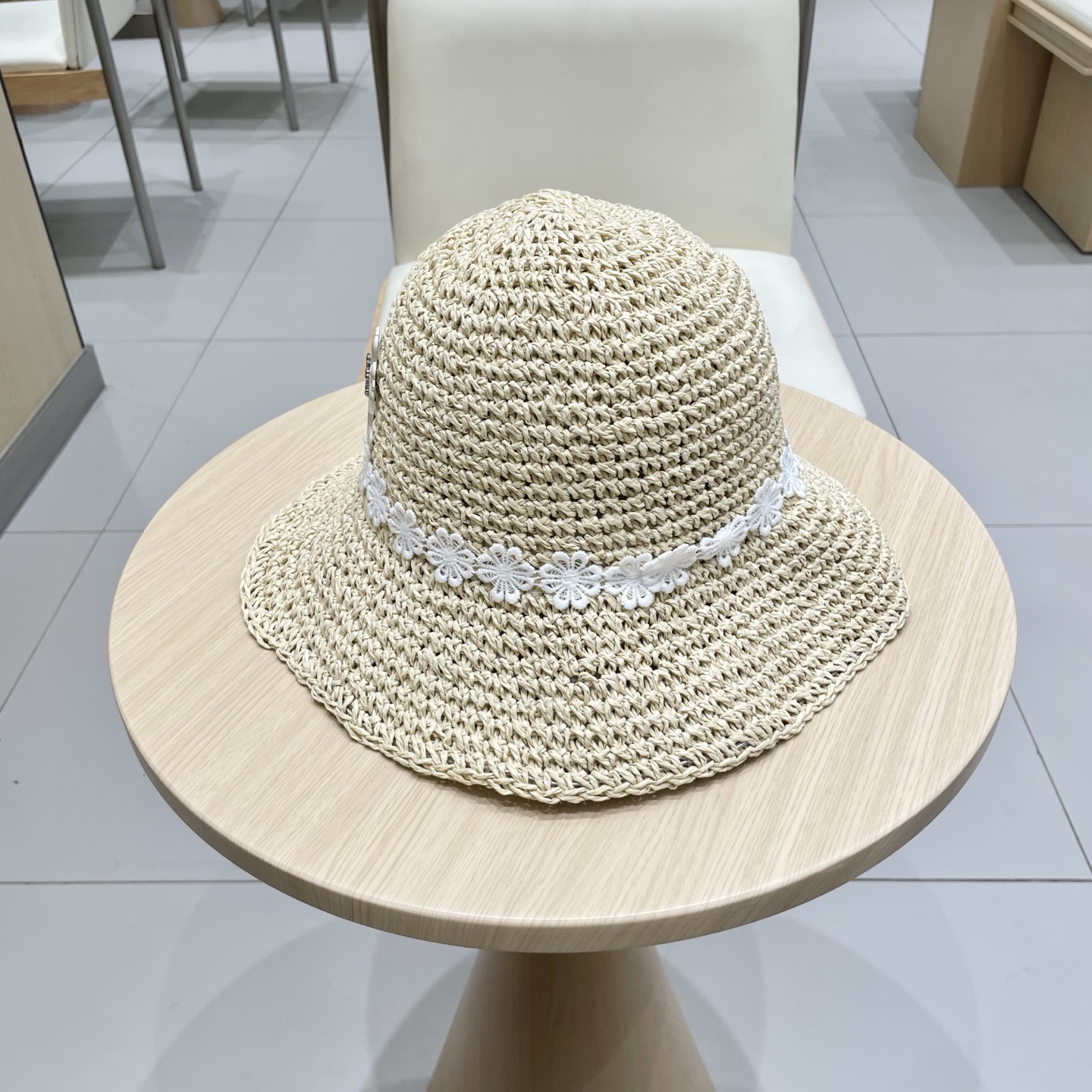  克罗心气质甜美蕾丝花朵草帽女休闲海边沙滩大檐遮阳草编帽子淑女度假风