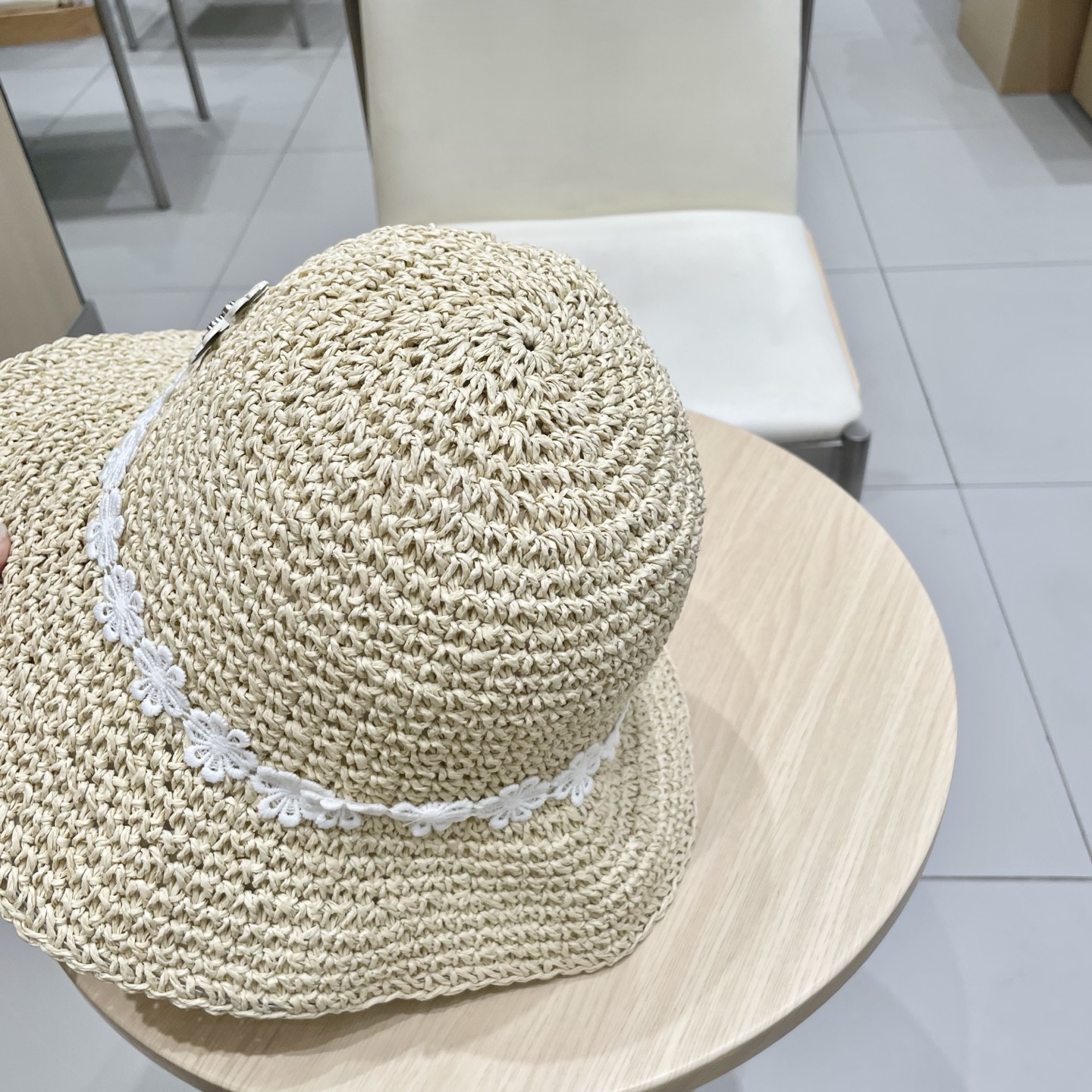  克罗心气质甜美蕾丝花朵草帽女休闲海边沙滩大檐遮阳草编帽子淑女度假风