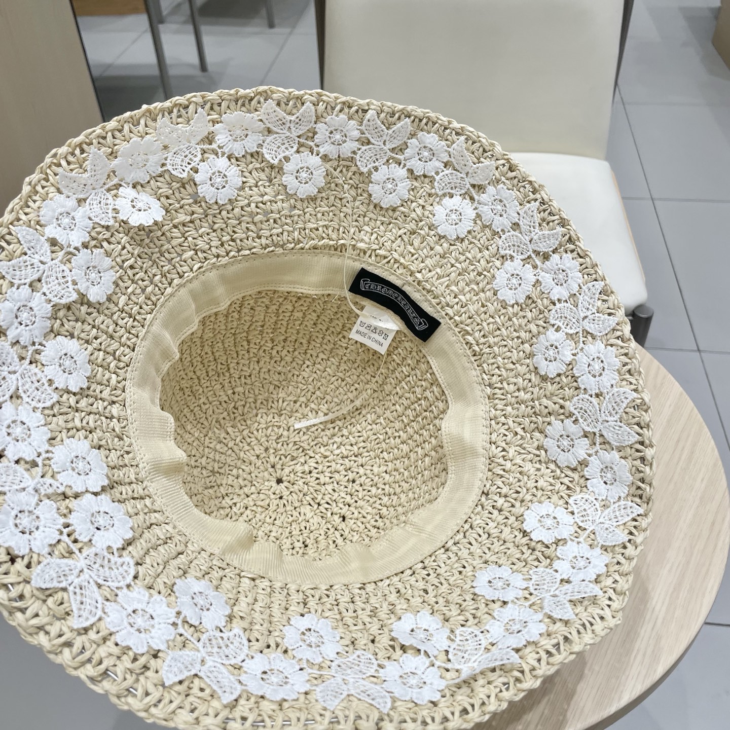  克罗心气质甜美蕾丝花朵草帽女休闲海边沙滩大檐遮阳草编帽子淑女度假风