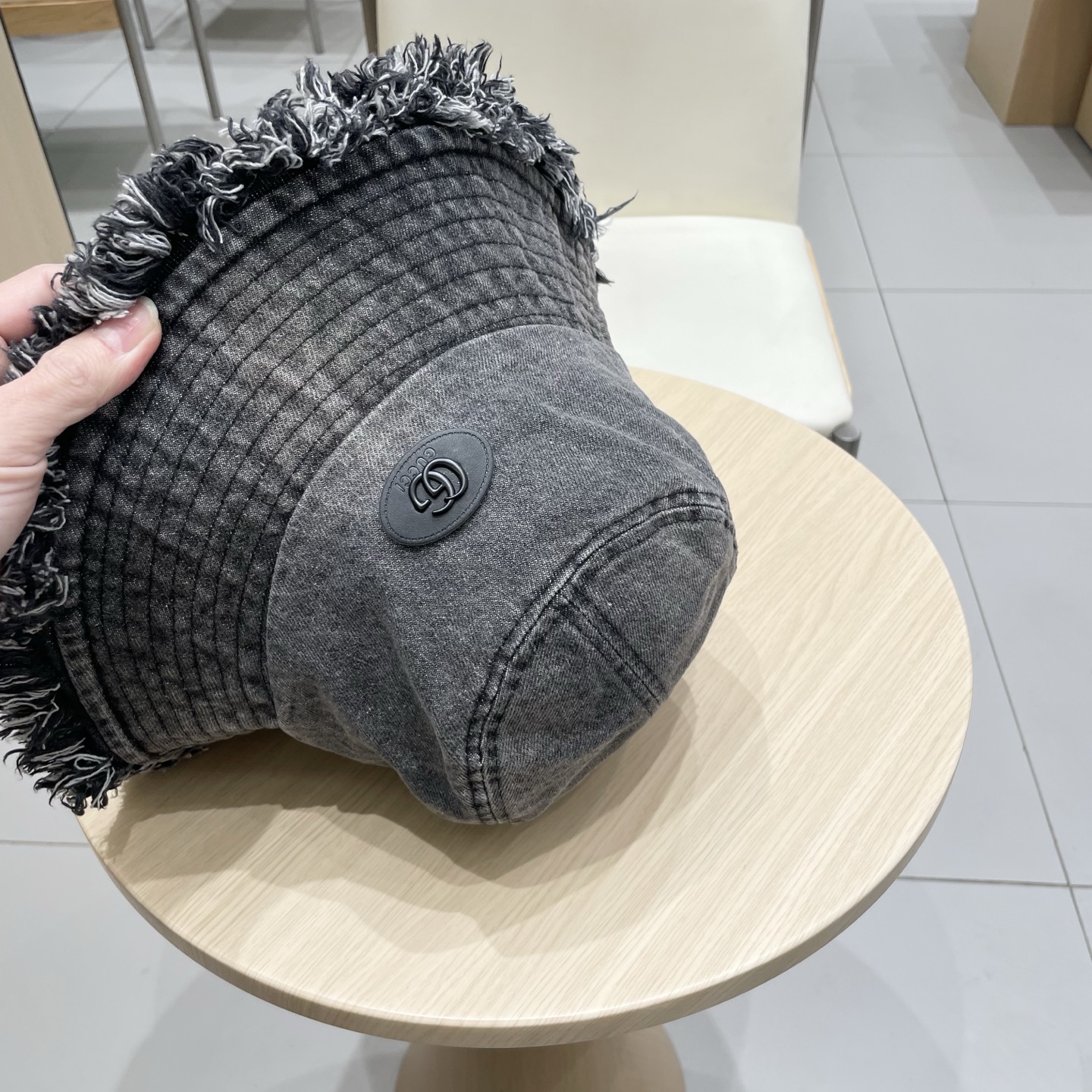 Gucci日系复古牛仔渔夫帽子女夏大头围水桶盆帽做旧遮阳防晒显脸小帽子