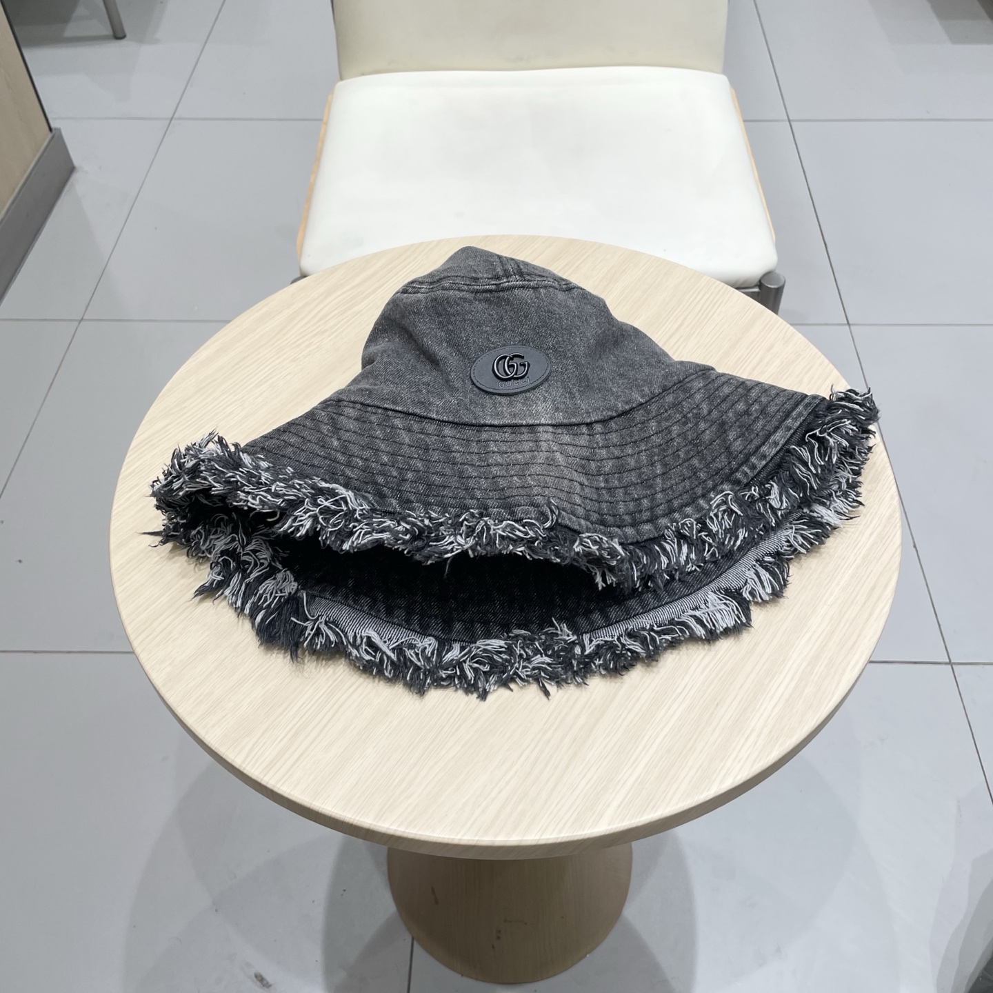 Gucci日系复古牛仔渔夫帽子女夏大头围水桶盆帽做旧遮阳防晒显脸小帽子