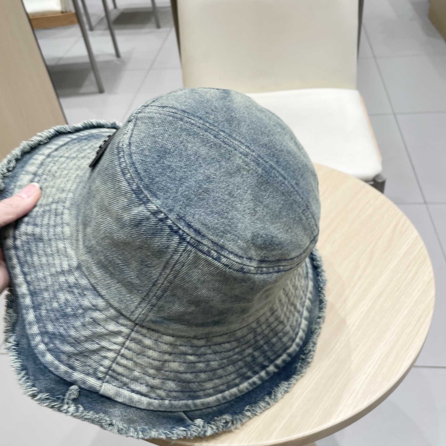 Gucci日系复古牛仔渔夫帽子女夏大头围水桶盆帽做旧遮阳防晒显脸小帽子