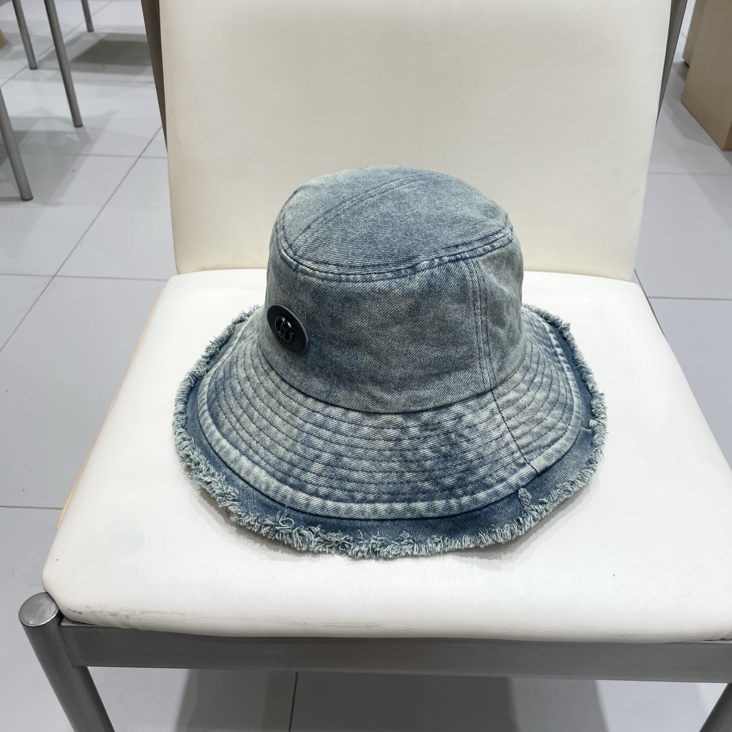 Gucci日系复古牛仔渔夫帽子女夏大头围水桶盆帽做旧遮阳防晒显脸小帽子