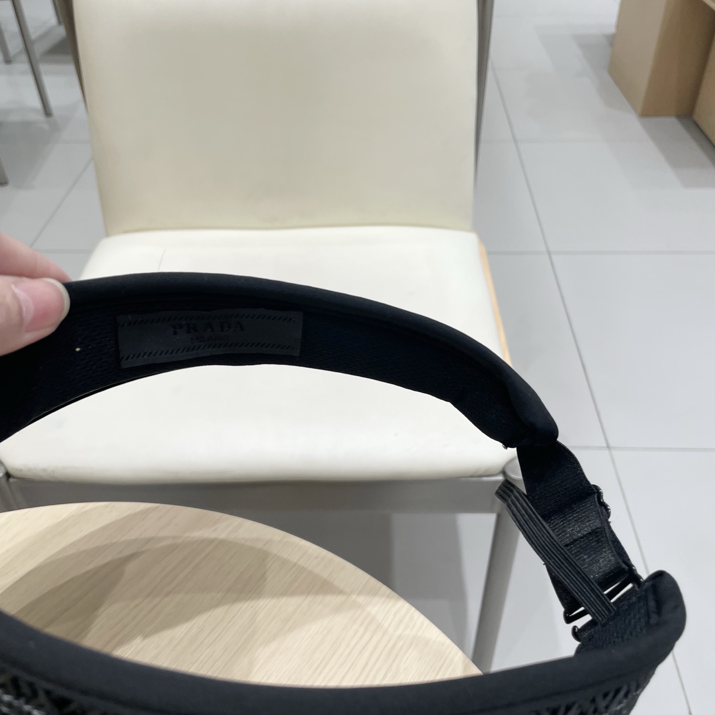 普拉达Prada夏季草编黑胶空顶帽女韩系大檐户外出游防晒遮阳帽遮脸可折叠帽子