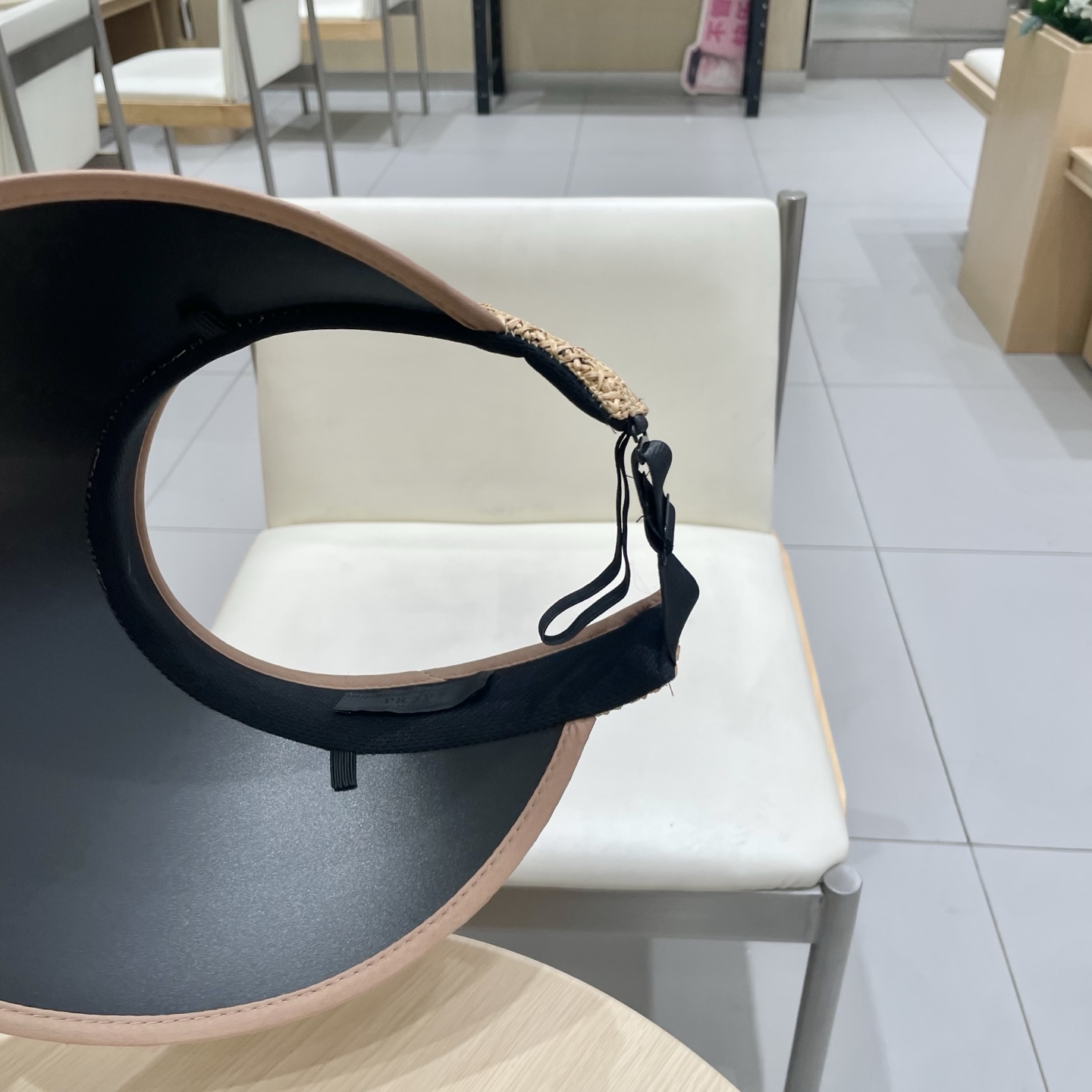 普拉达Prada夏季草编黑胶空顶帽女韩系大檐户外出游防晒遮阳帽遮脸可折叠帽子