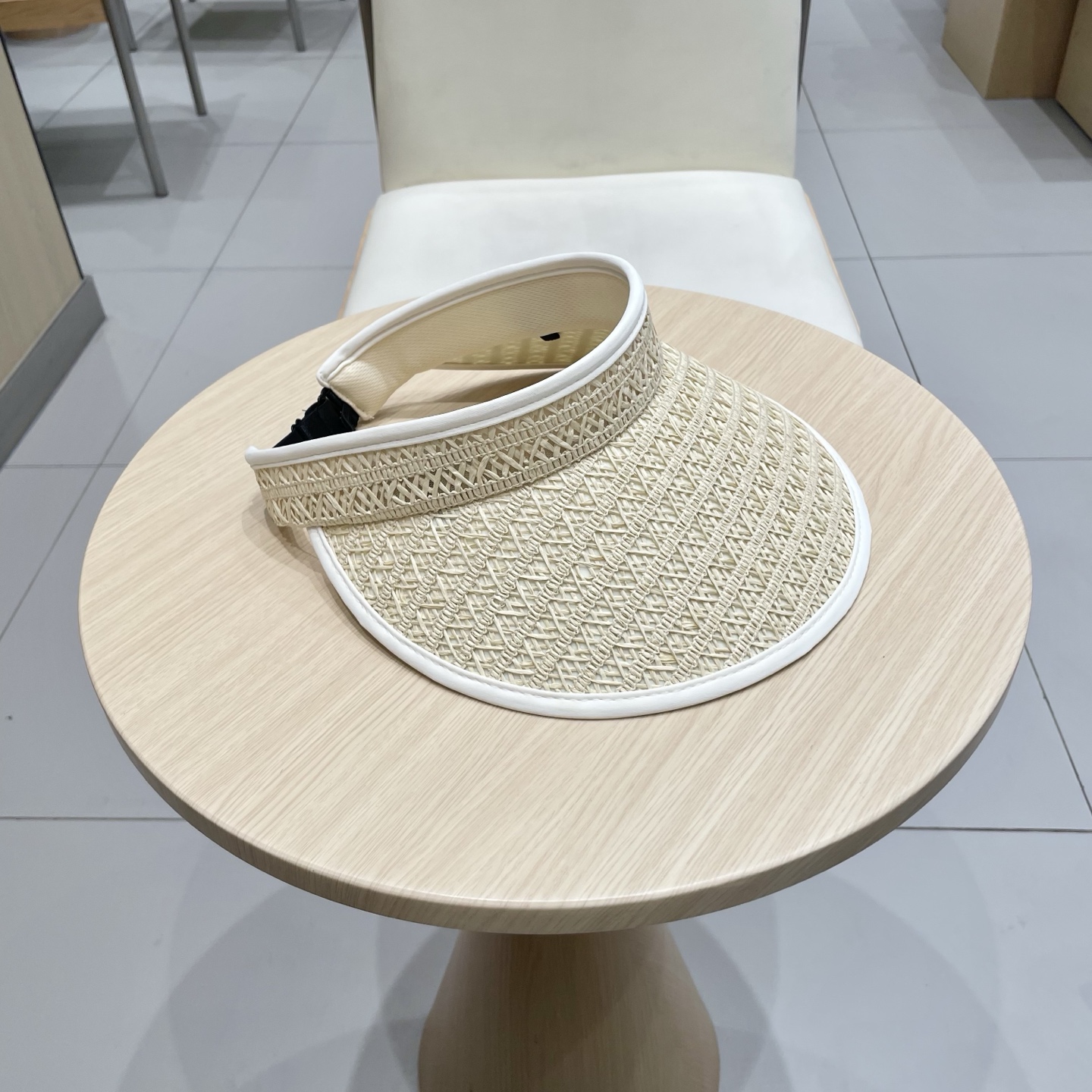 普拉达Prada夏季草编黑胶空顶帽女韩系大檐户外出游防晒遮阳帽遮脸可折叠帽子