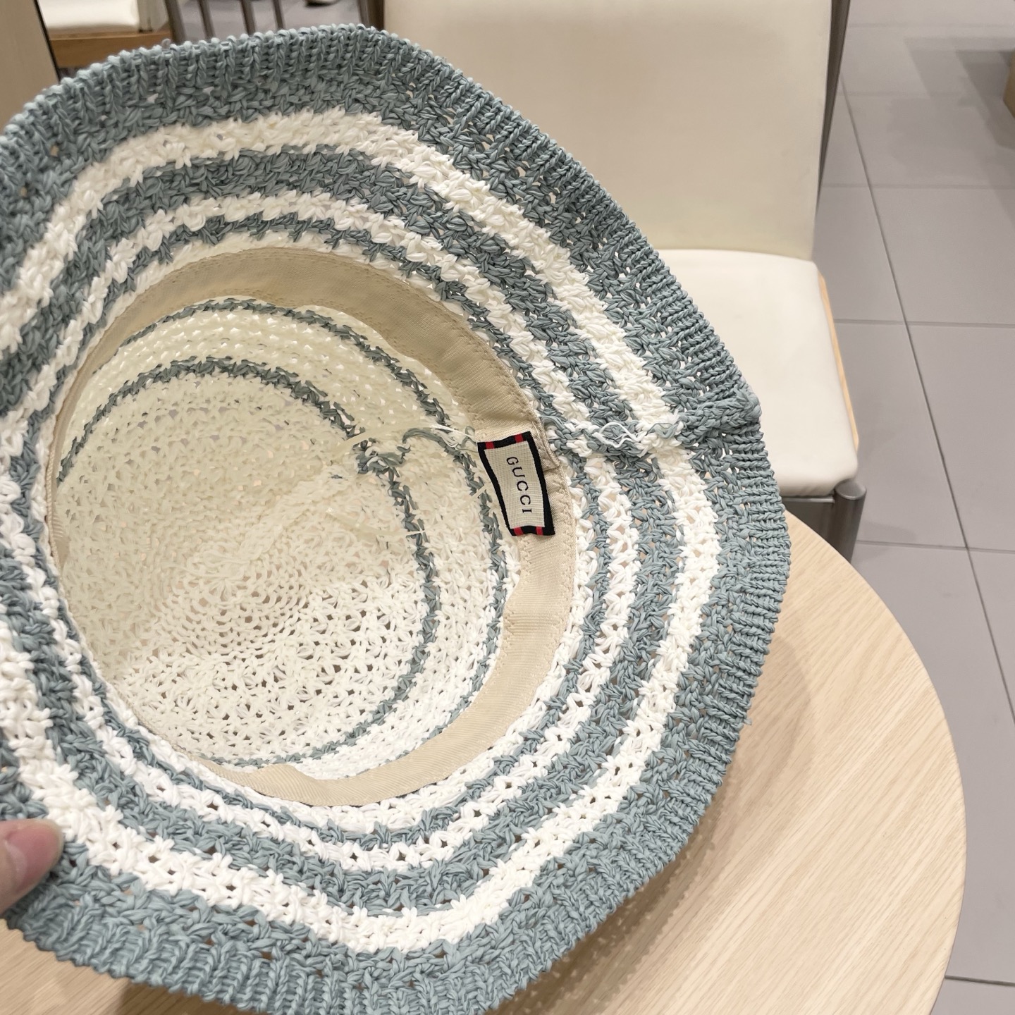   Gucci古奇日系针织卷边镂空渔夫帽子女春夏季2025新款透气遮阳防晒帽子盆帽