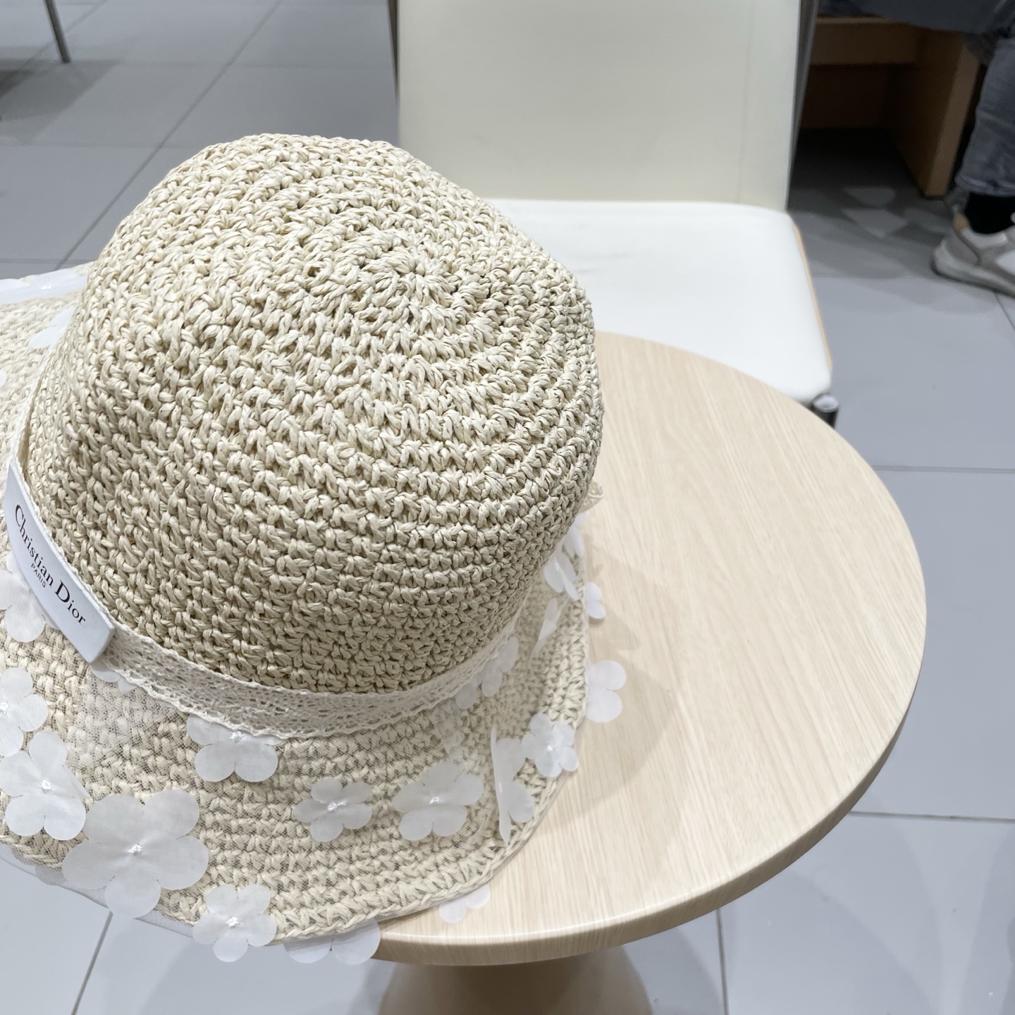 Dior迪奥草帽2025新款网纱立体小花蝴蝶结草帽女夏出游防晒太阳遮阳帽子