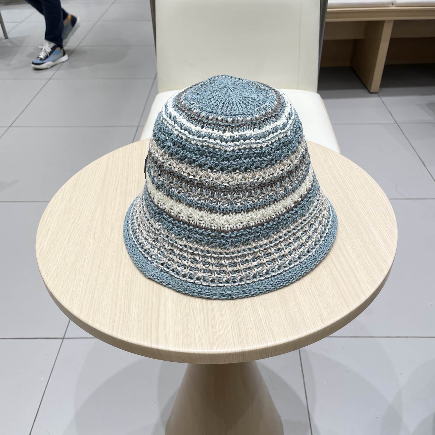 Dior迪奥水桶帽女春夏季2025新款针织镂空撞色条纹渔夫帽子户外百搭遮阳帽