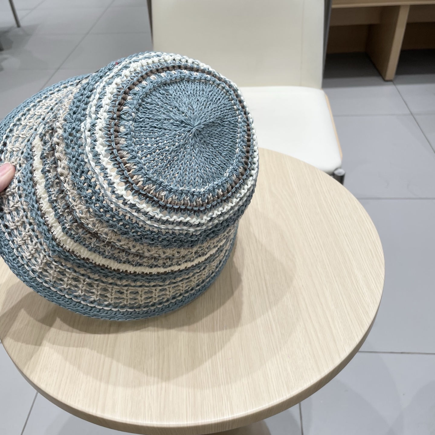 Dior迪奥水桶帽女春夏季2025新款针织镂空撞色条纹渔夫帽子户外百搭遮阳帽