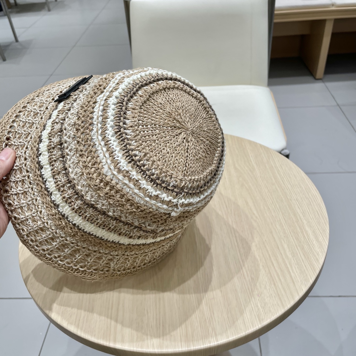 Dior迪奥水桶帽女春夏季2025新款针织镂空撞色条纹渔夫帽子户外百搭遮阳帽