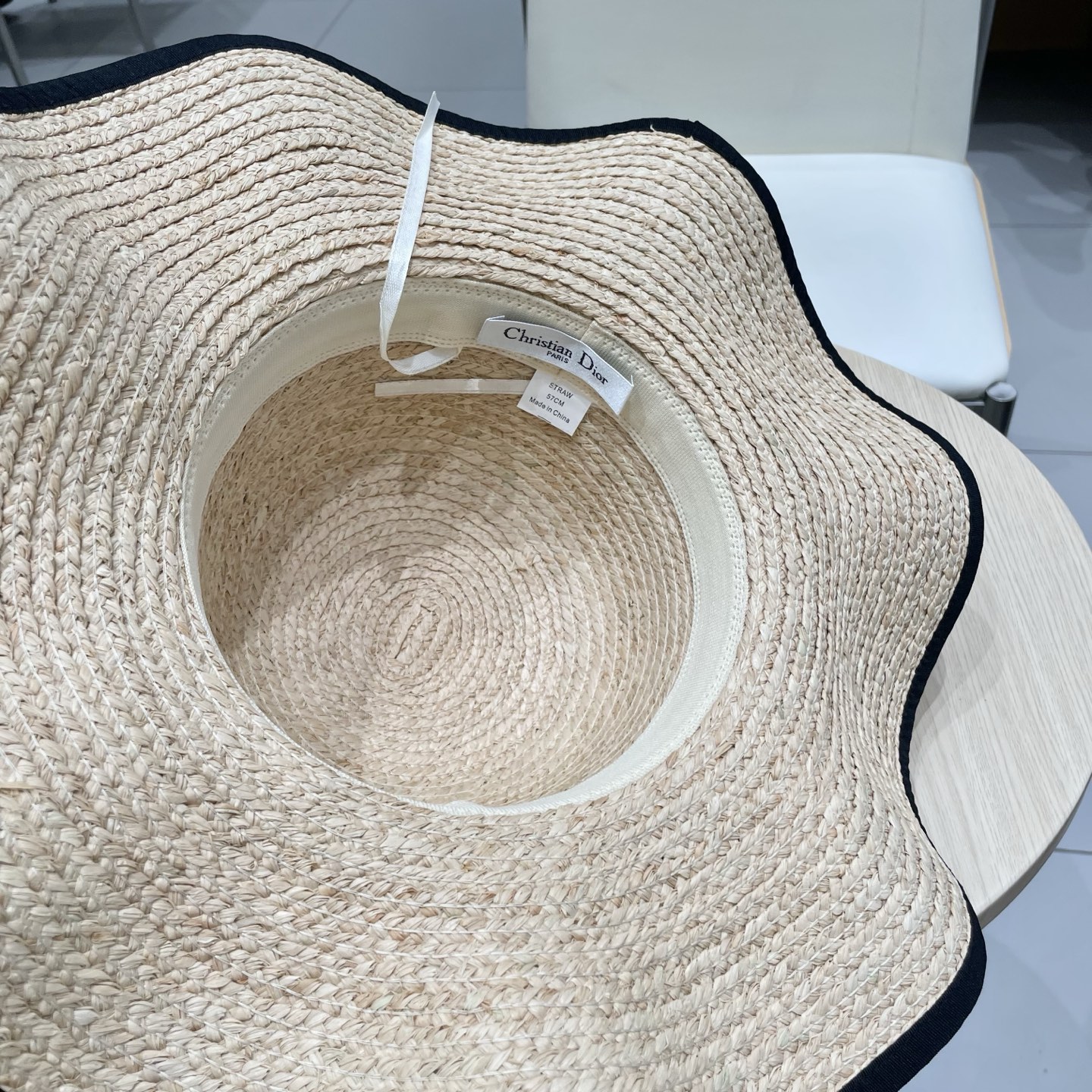 Dior迪奥圆顶草帽，拉菲草帽，头围57cm