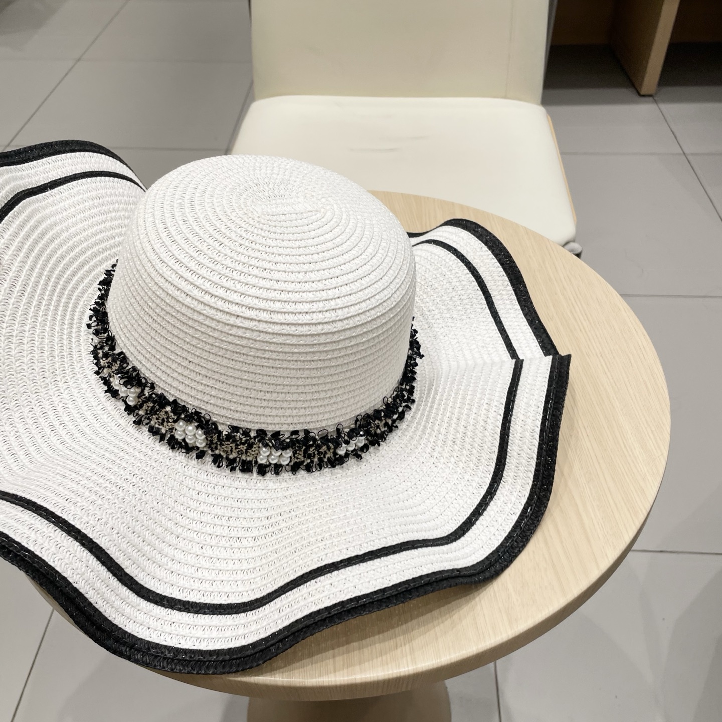 迪奥dior草帽，波浪边遮阳帽，头围57cm