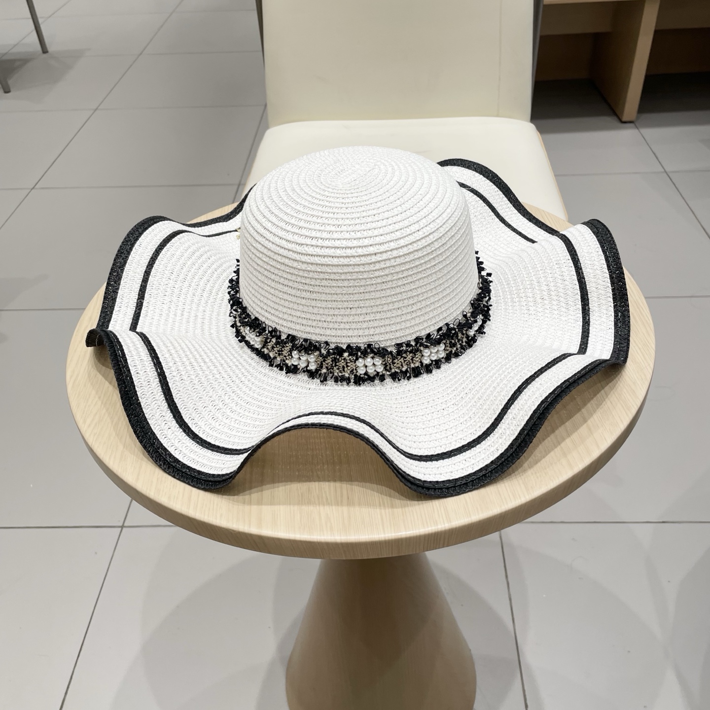 迪奥dior草帽，波浪边遮阳帽，头围57cm