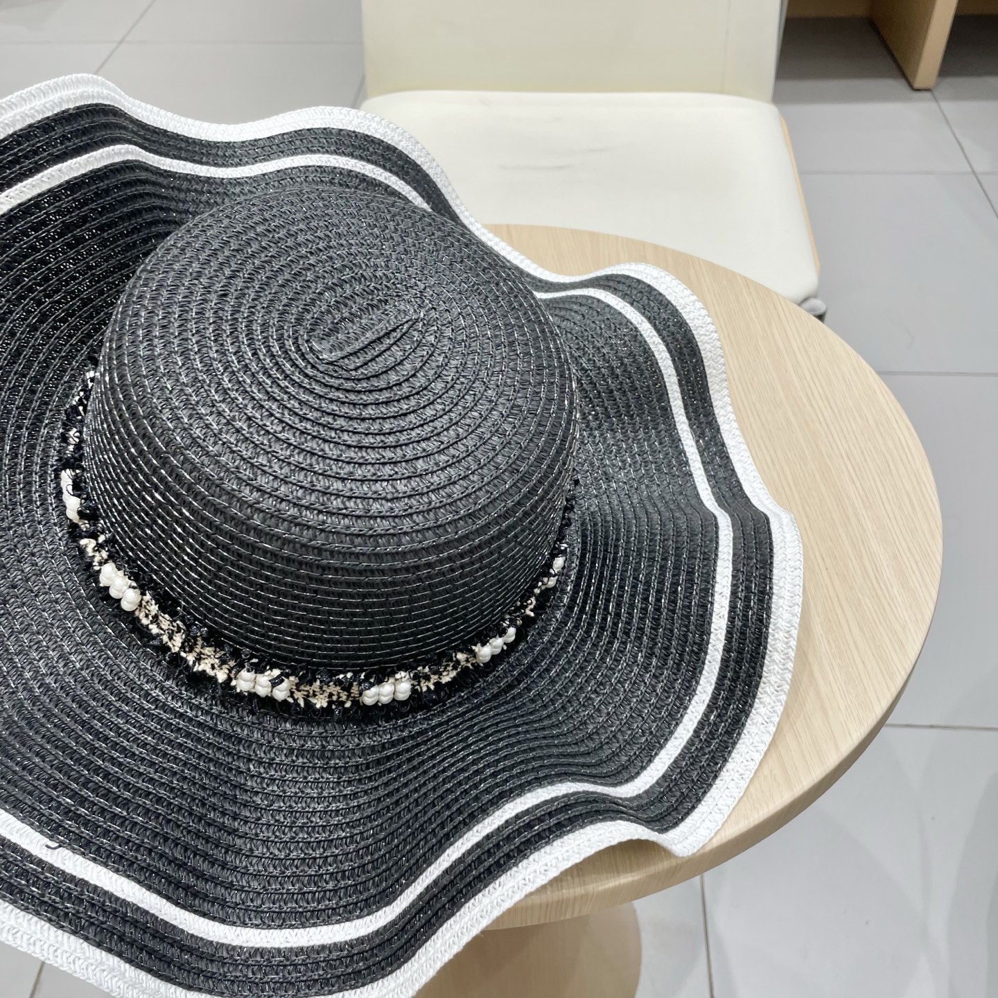 迪奥dior草帽，波浪边遮阳帽，头围57cm