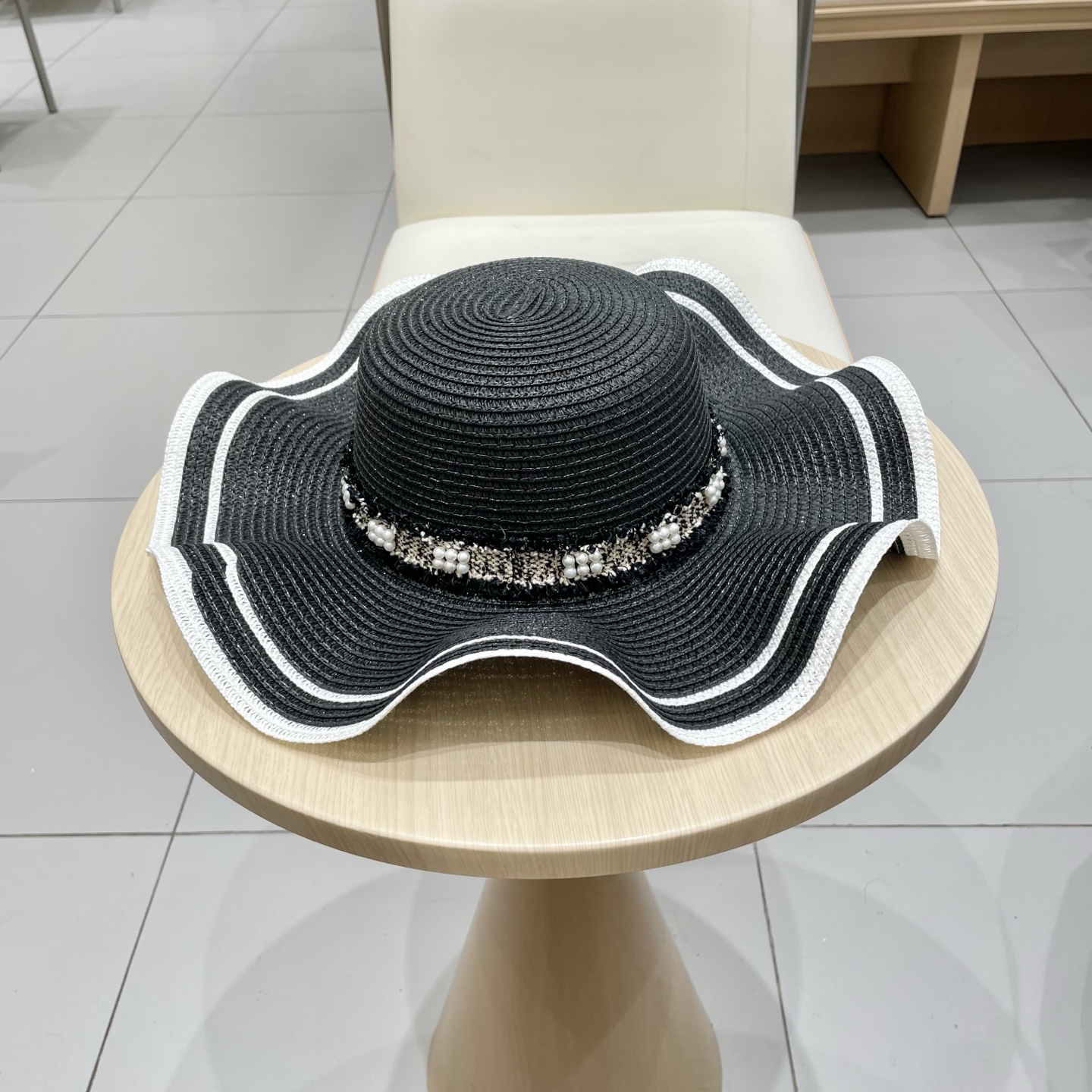 迪奥dior草帽，波浪边遮阳帽，头围57cm