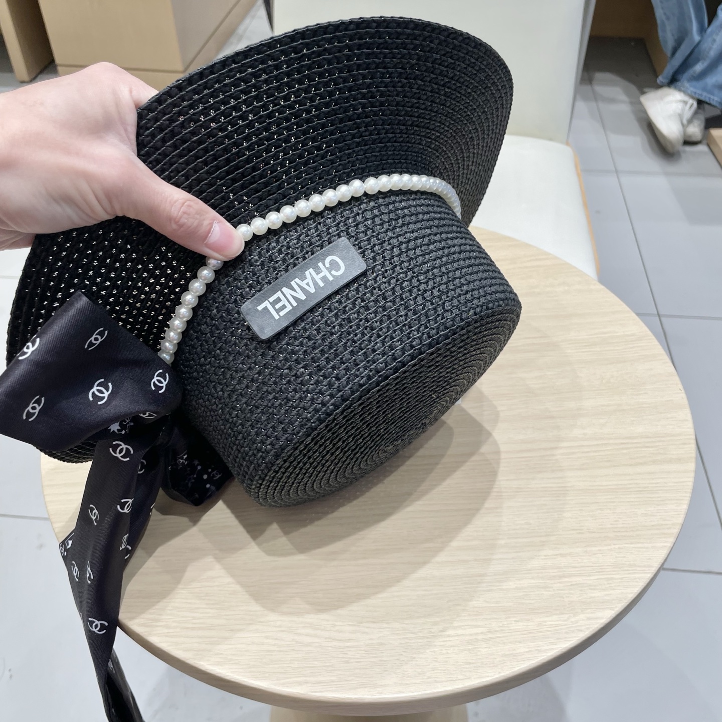 【CHANEL香奈儿】2026新款小香风珍珠丝带度假风盆帽草帽，出街旅行单品